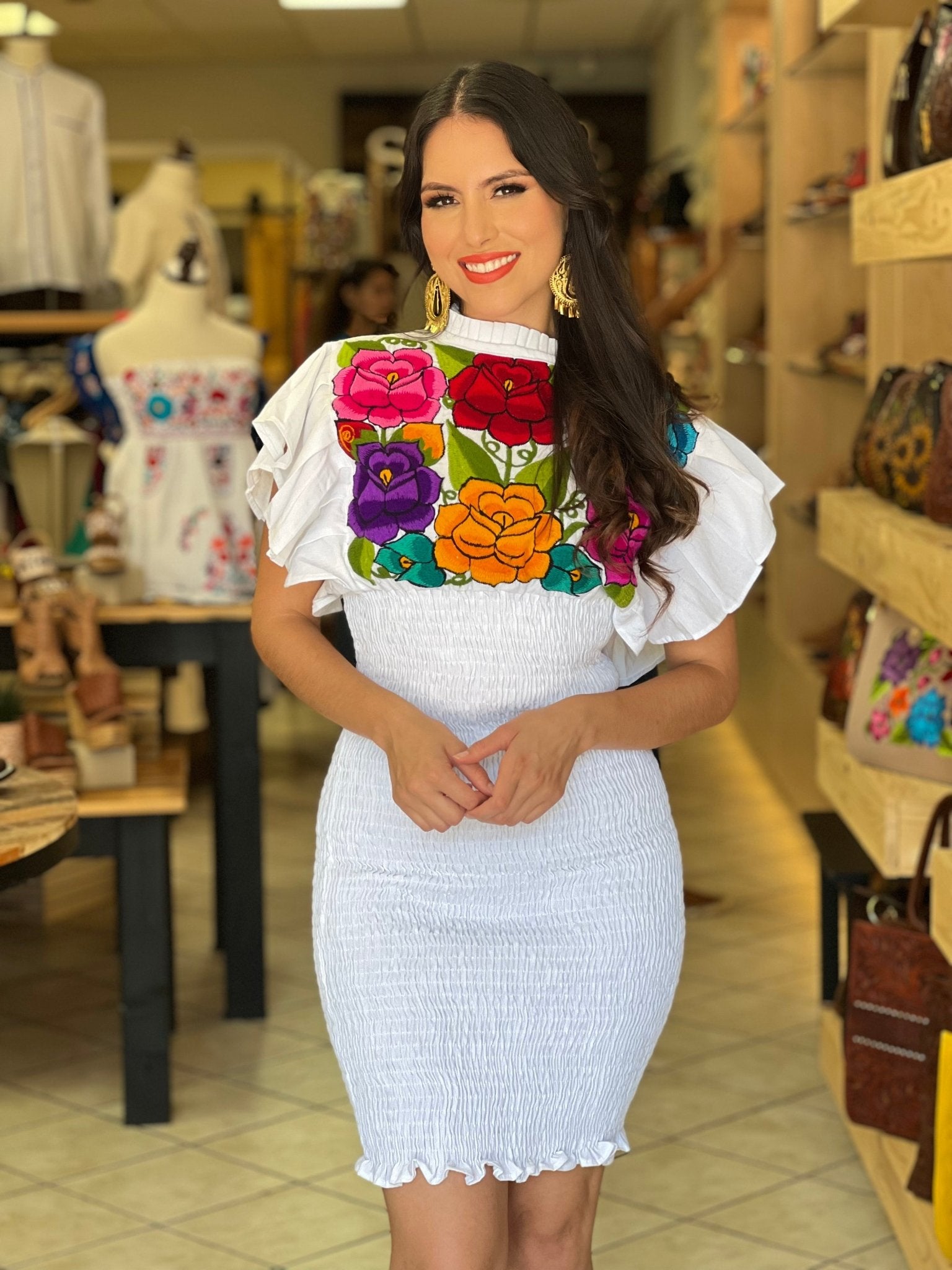 Mexican Embroidered Bodycon Dress. Ursula Dress - Solei Store