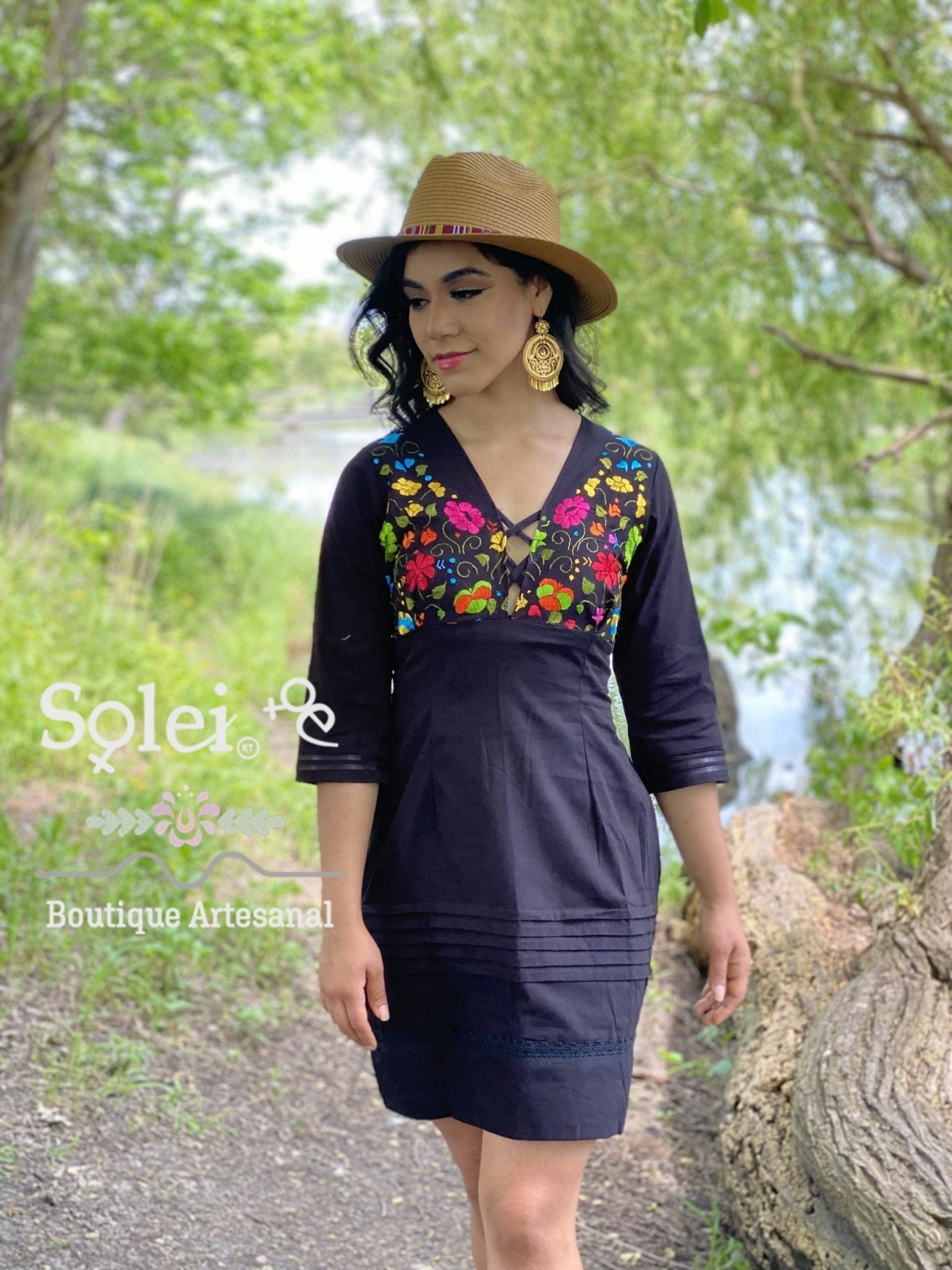 Mexican Embroidered Dress. Hand Embroidered Dress. Mexican Party Dress. - Solei Store