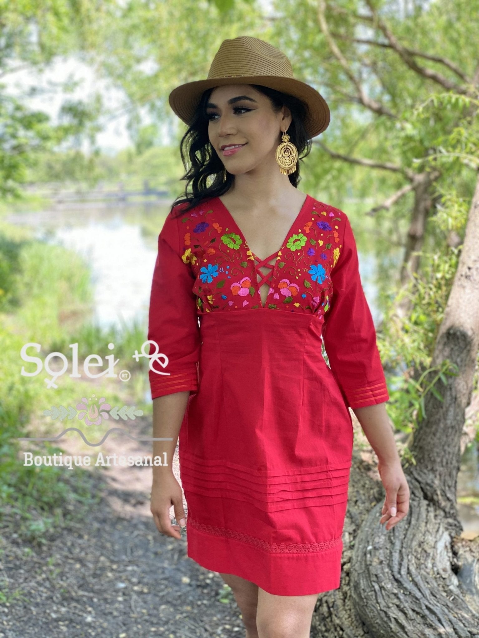 Mexican Embroidered Dress. Hand Embroidered Dress. Mexican Party Dress. - Solei Store