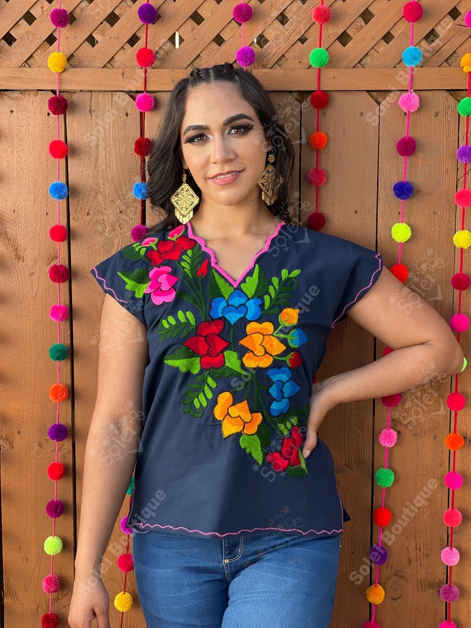 Mexican Embroidered Floral Blouse. Blusa Guia Floral - Solei Store