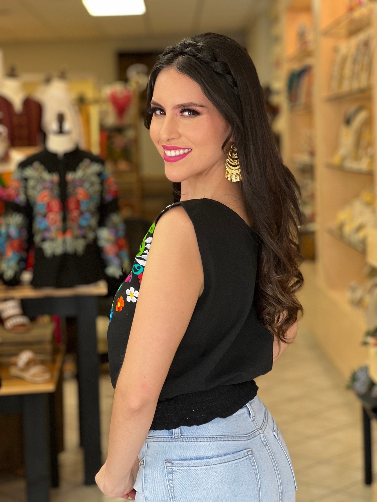 Mexican Embroidered Floral Crop Top. Crop Top Jimena. - Solei Store