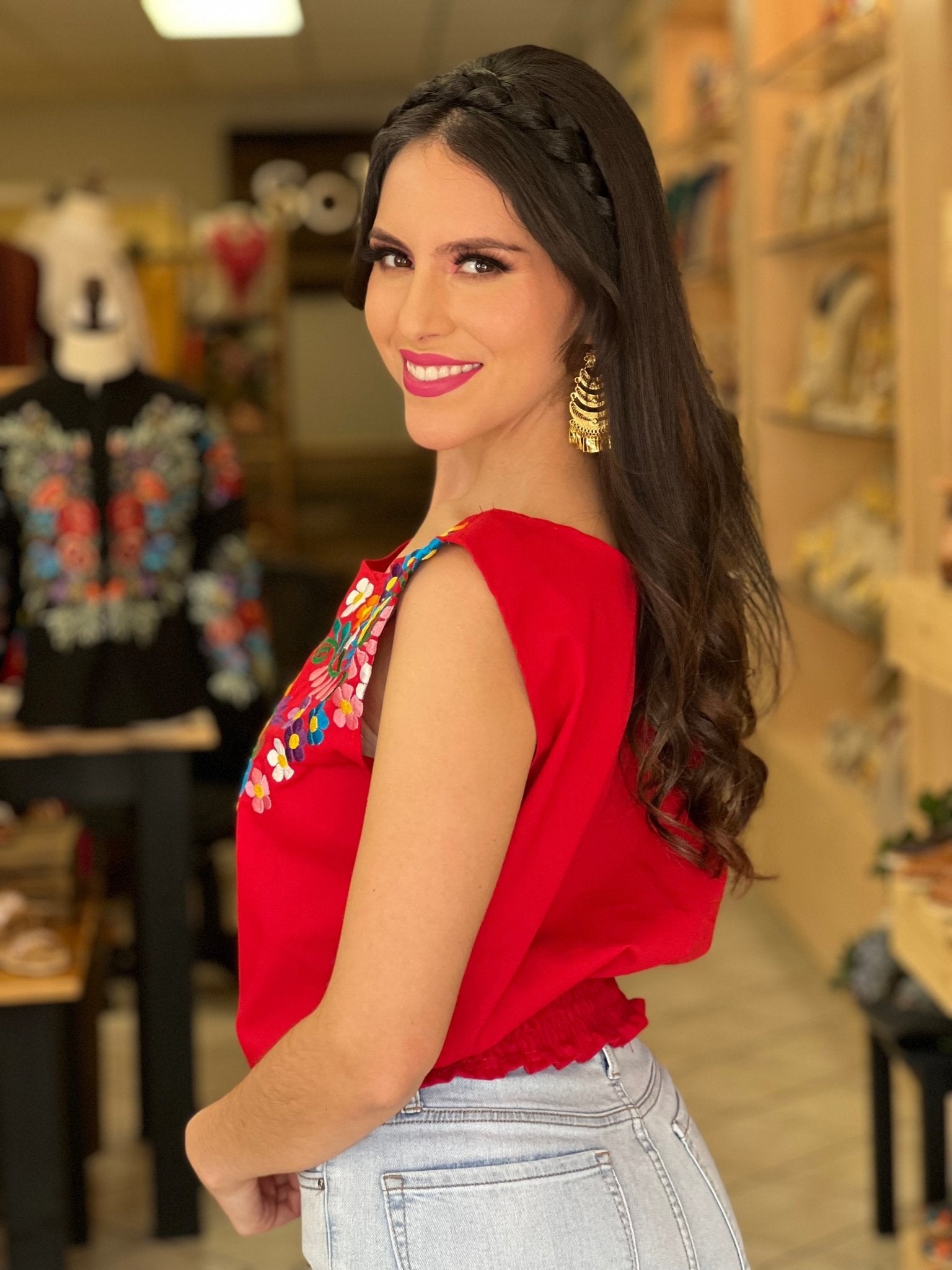 Mexican Embroidered Floral Crop Top. Crop Top Jimena. - Solei Store