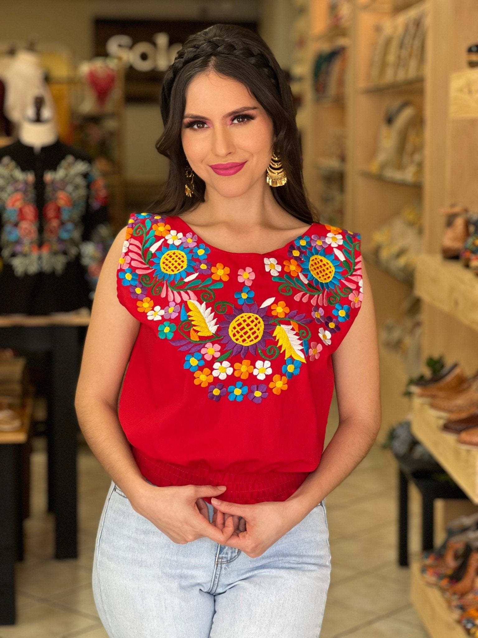 Mexican Embroidered Floral Crop Top. Crop Top Jimena. - Solei Store