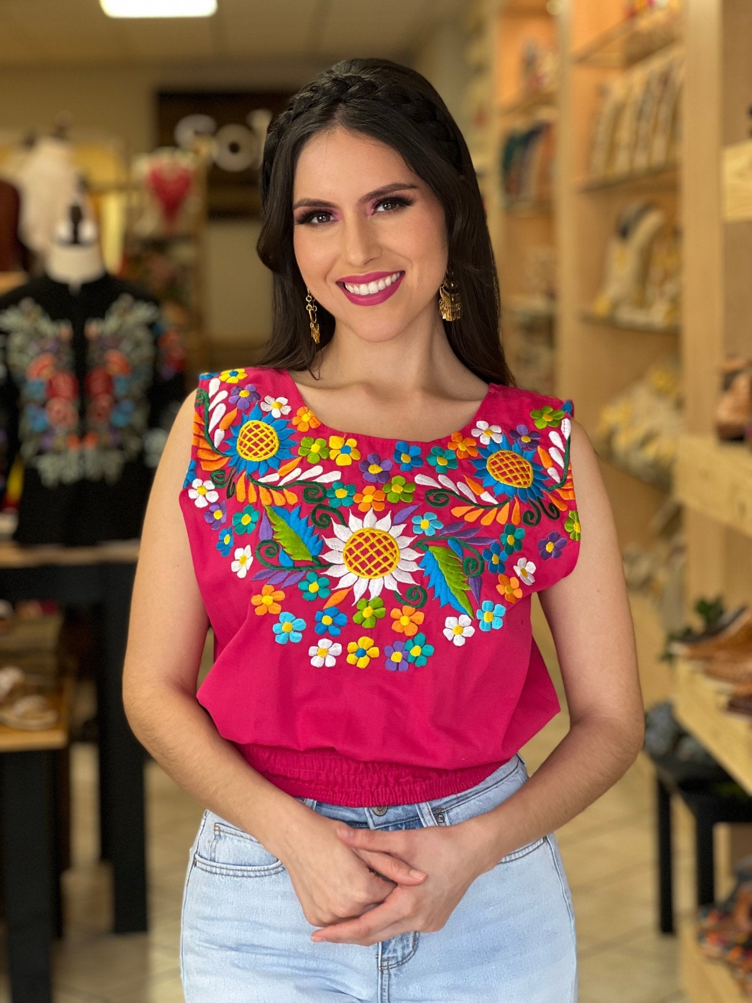 Mexican Embroidered Floral Crop Top. Crop Top Jimena. - Solei Store