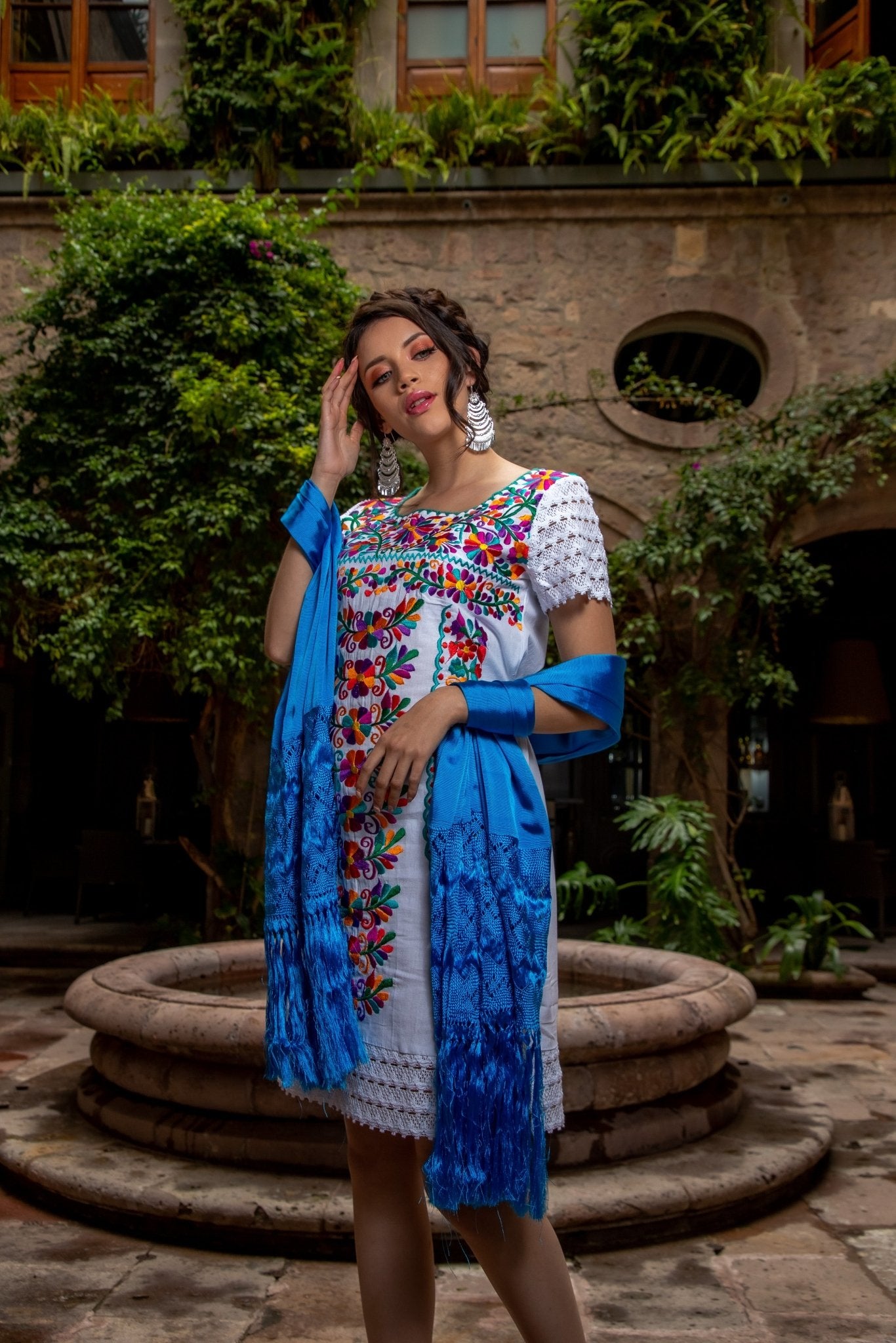 Mexican Embroidered Floral Dress. Vestido Otomi Floral - Solei Store