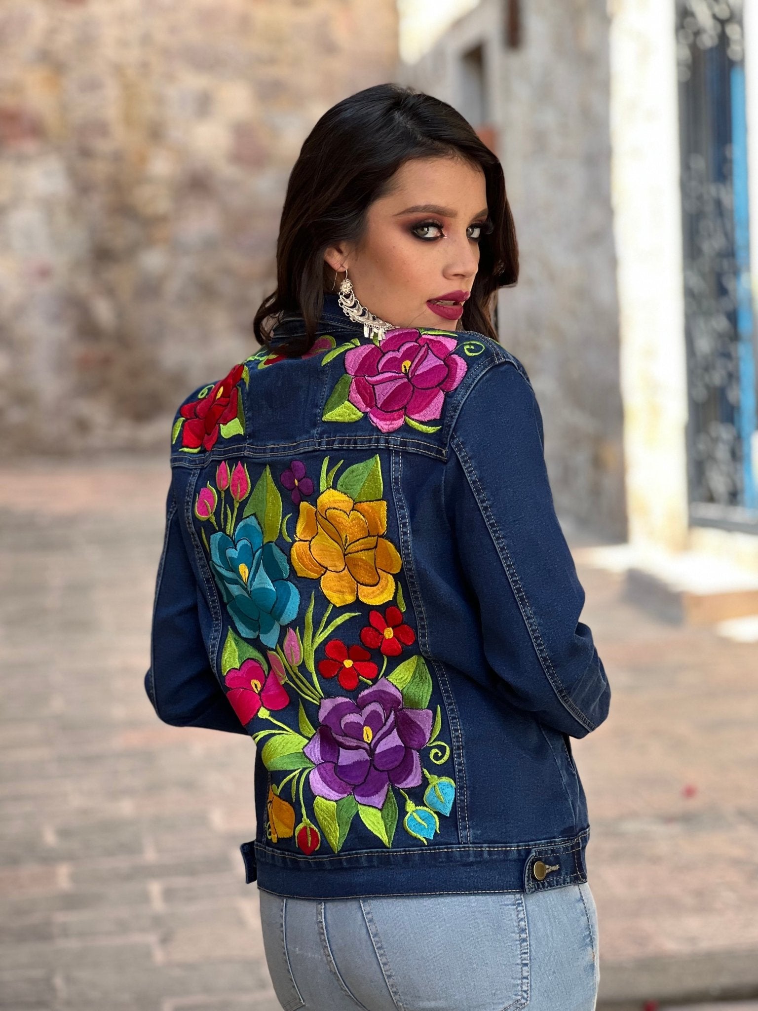 Mexican Embroidered Jeans Jacket. Zinacatan Jeans Jacket - Solei Store