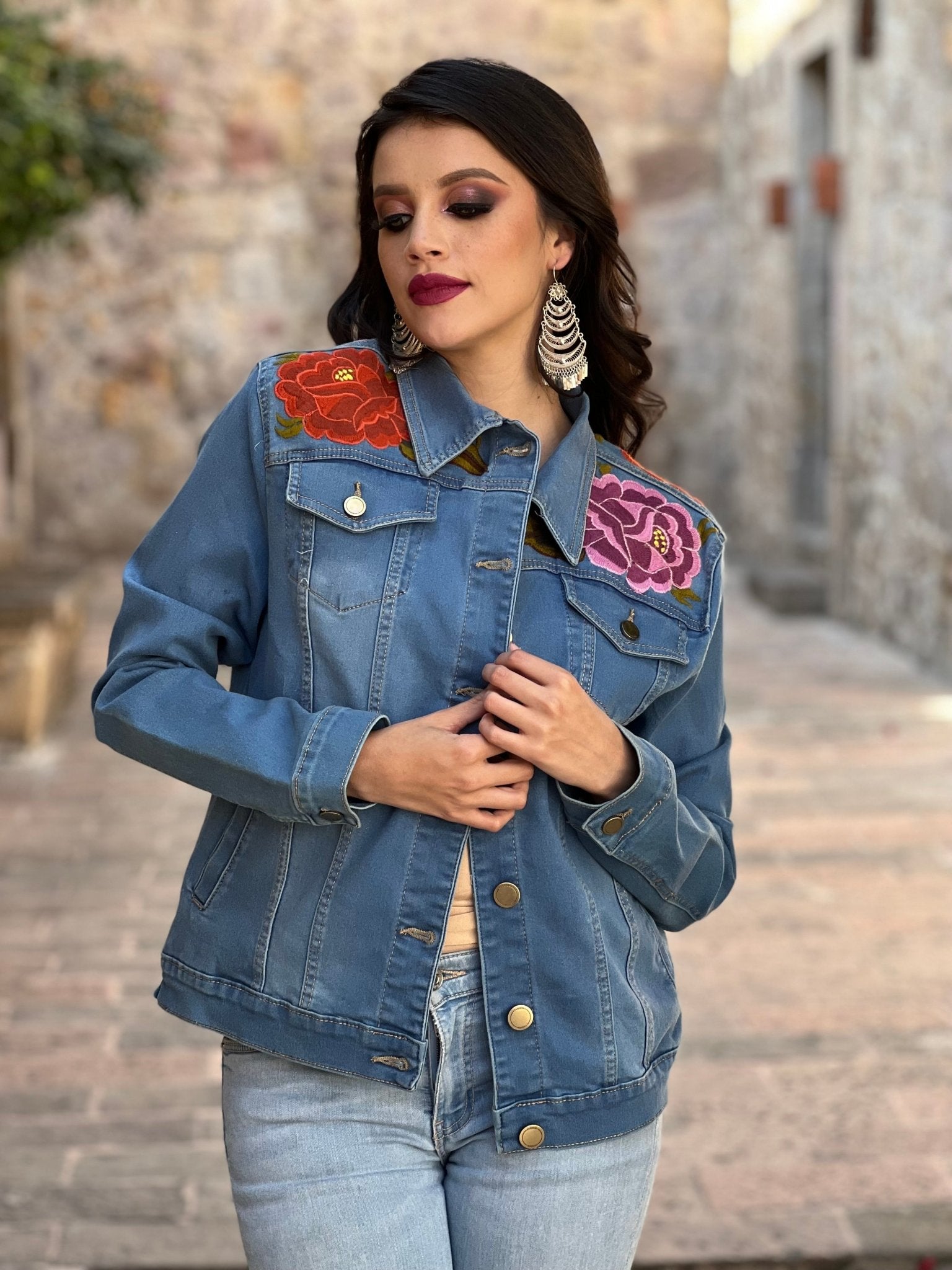 Mexican Embroidered Jeans Jacket. Zinacatan Jeans Jacket - Solei Store