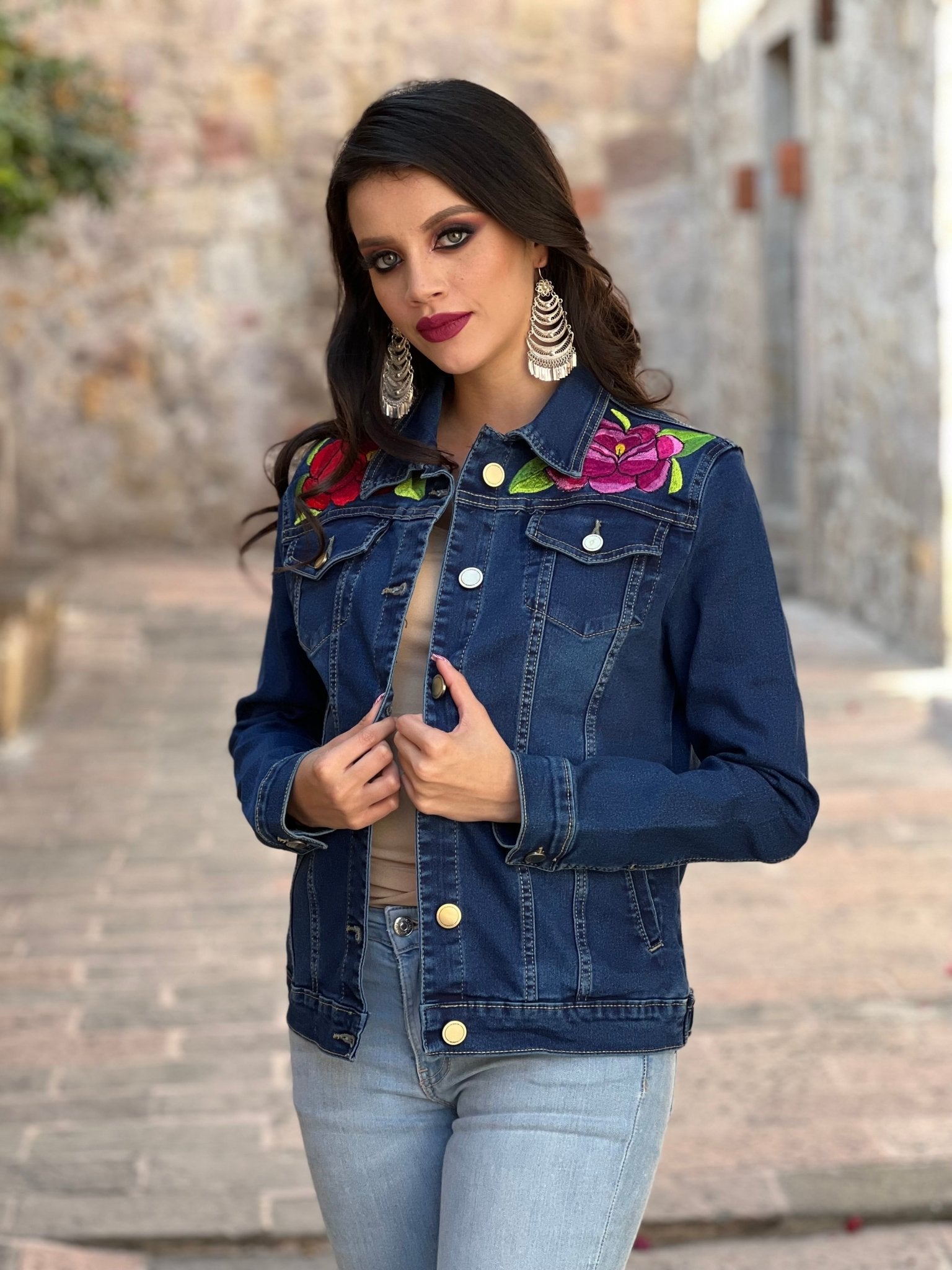 Mexican Embroidered Jeans Jacket. Zinacatan Jeans Jacket - Solei Store