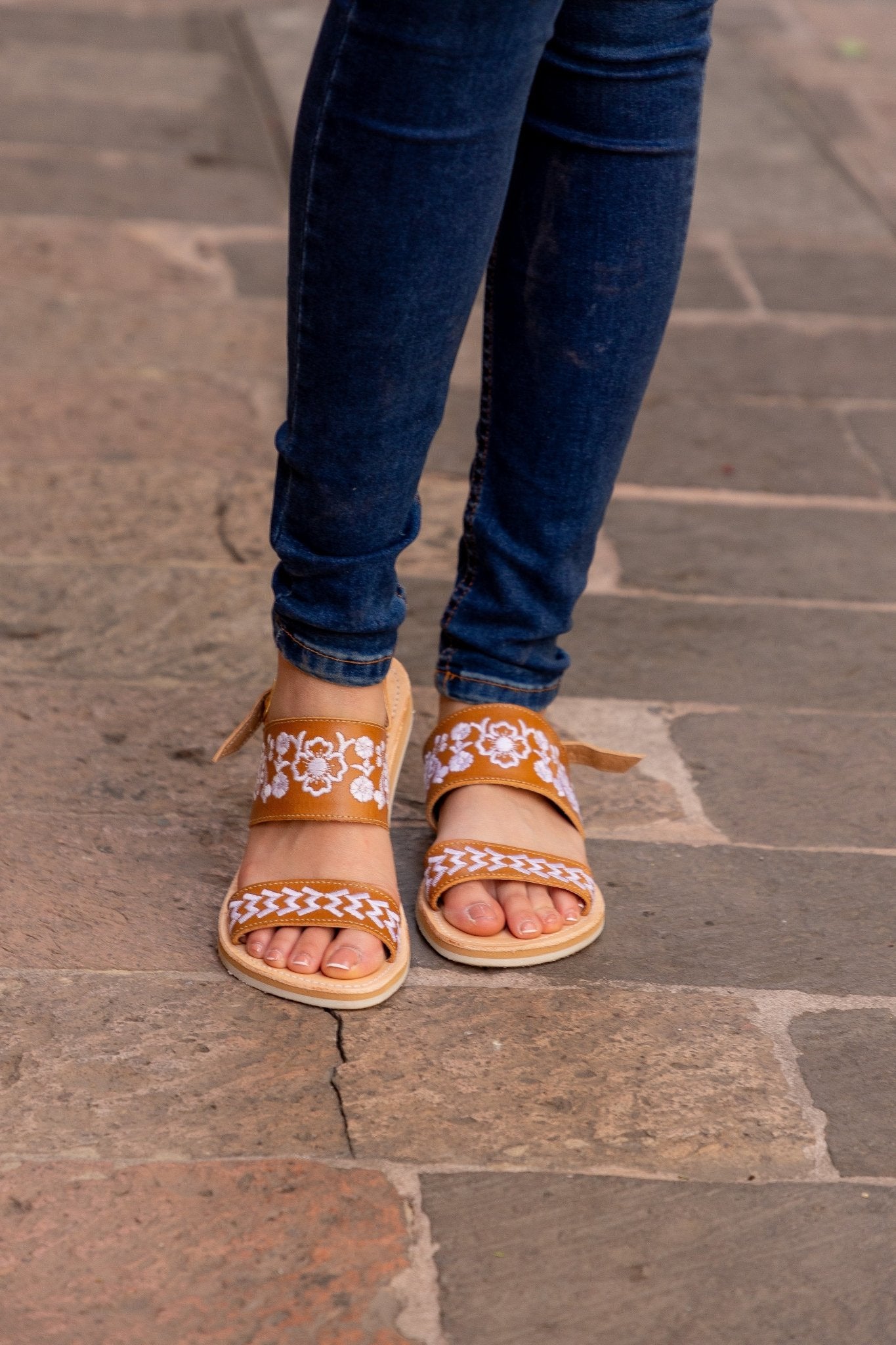 Mexican Embroidered Leather Sandals. Leonor Sandals. - Solei Store