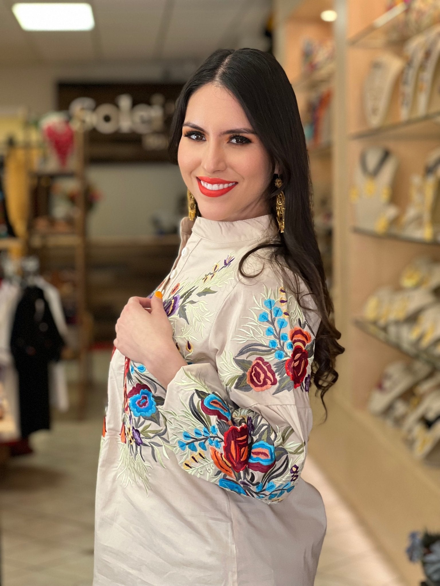 Mexican Embroidered Long Sleeve Blouse. Miranda Blouse. - Solei Store