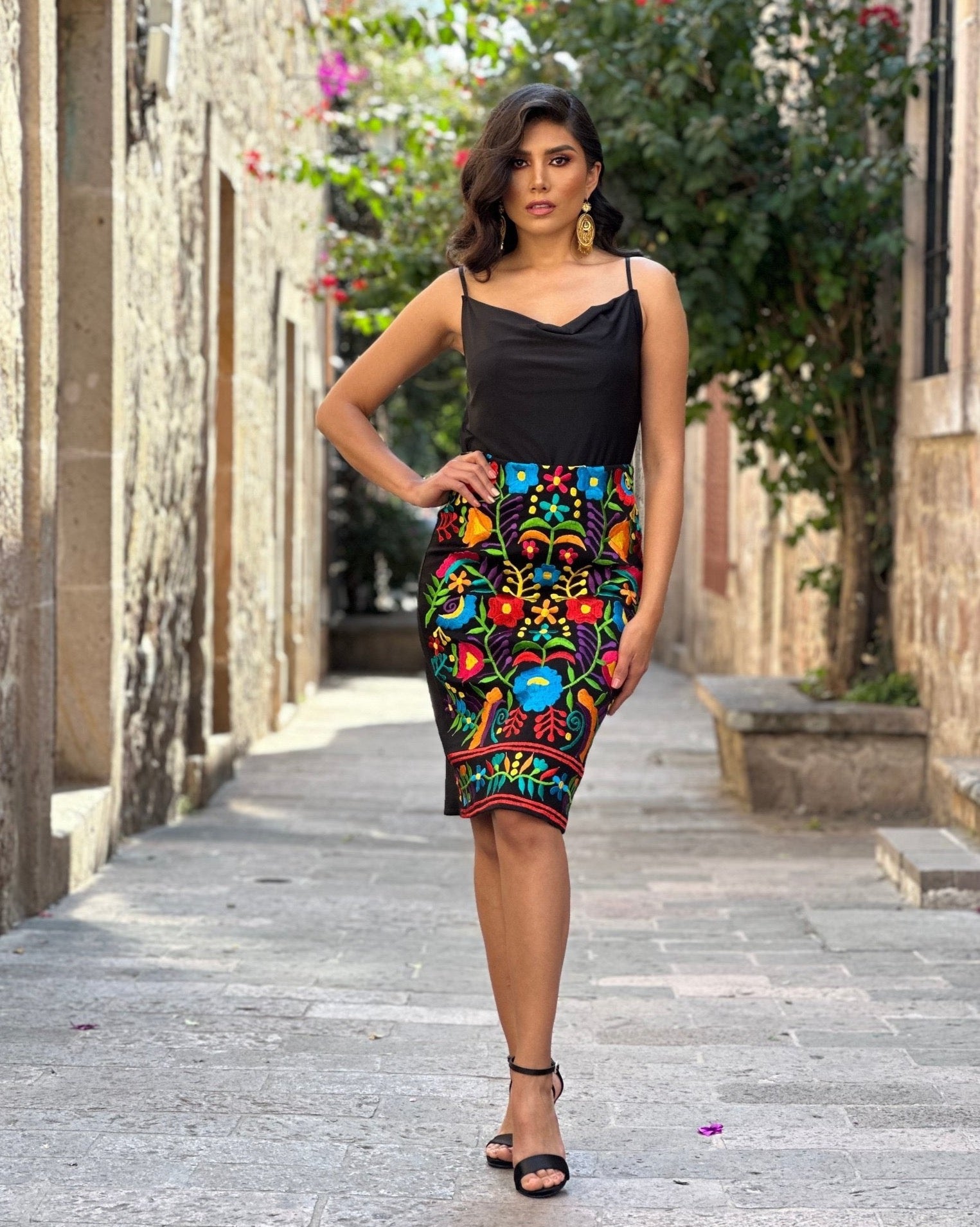 Mexican Embroidered Midi Skirt. Rubi Midi Skirt. - Solei Store