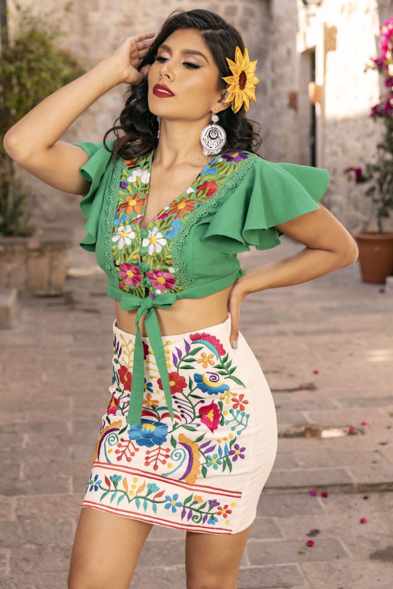 Mexican Embroidered Mini Skirt. Rubi Mini Skirt. - Solei Store
