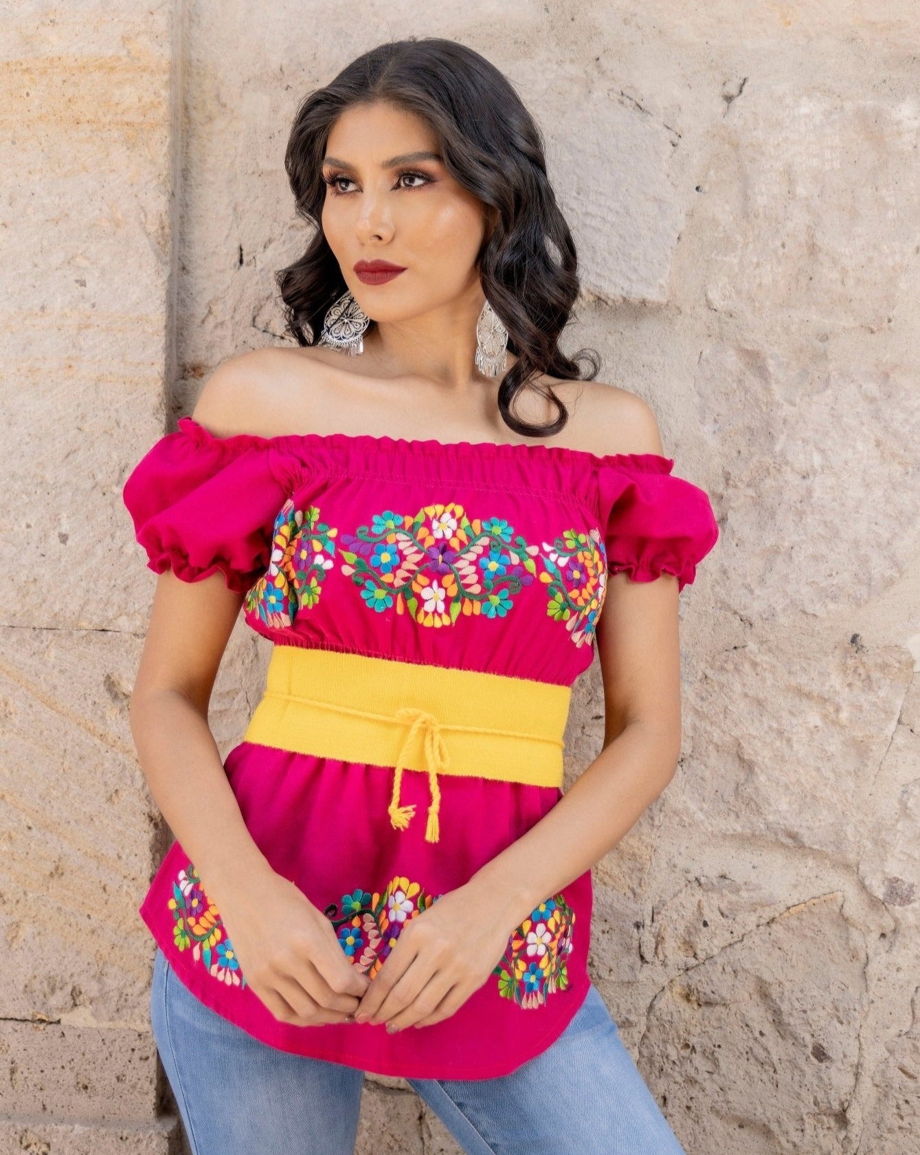 Mexican Embroidered Off the Shoulder Blouse. Blusa Bella. - Solei Store