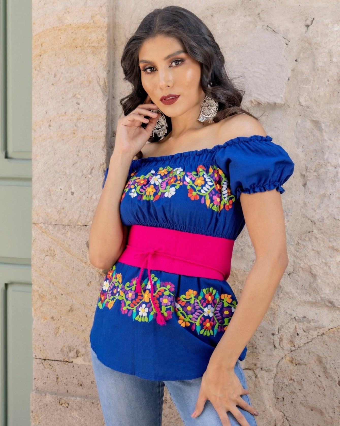 Mexican Embroidered Off the Shoulder Blouse. Blusa Bella. - Solei Store