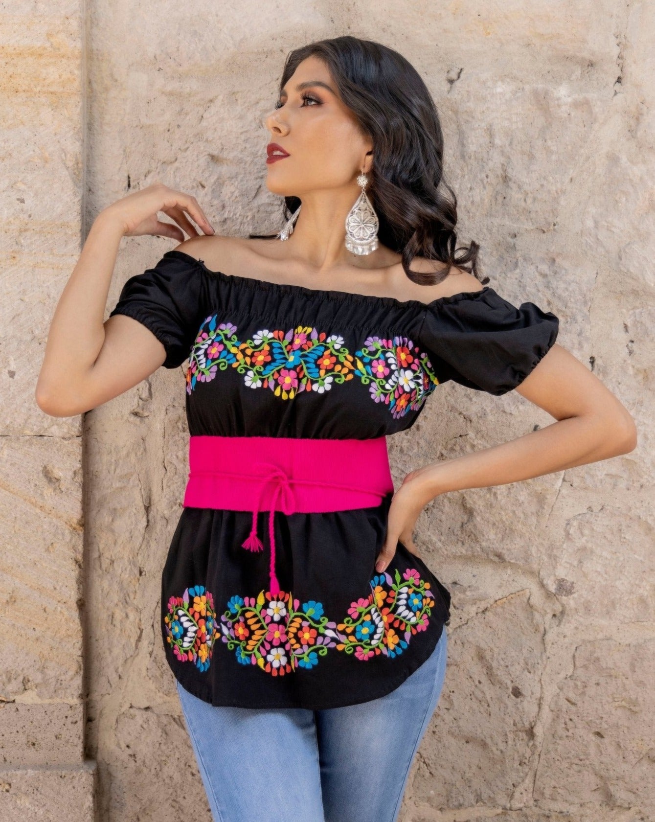 Mexican Embroidered Off the Shoulder Blouse. Blusa Bella. - Solei Store