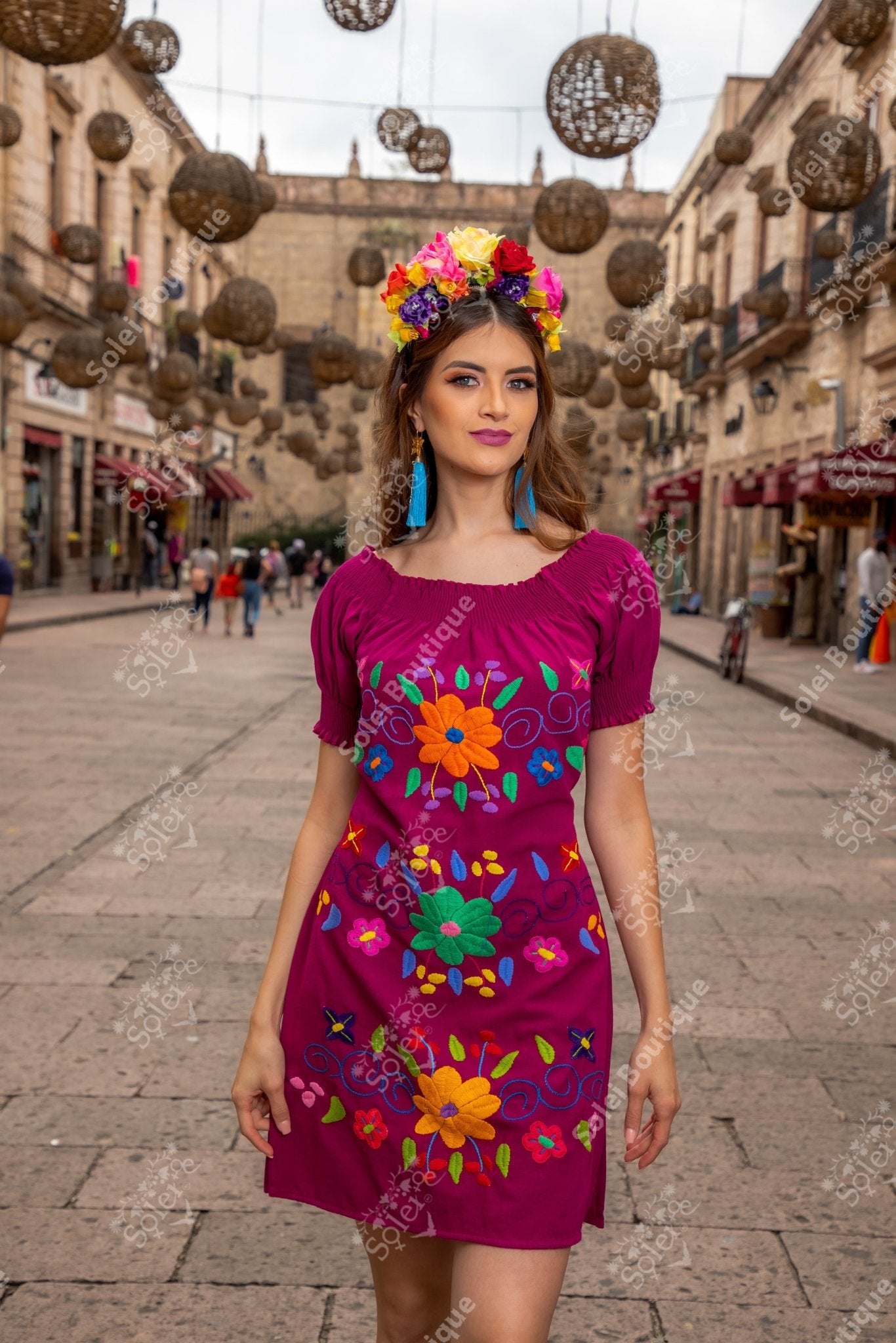 Mexican Embroidered Off the Shoulder Lili Dress - Solei Store