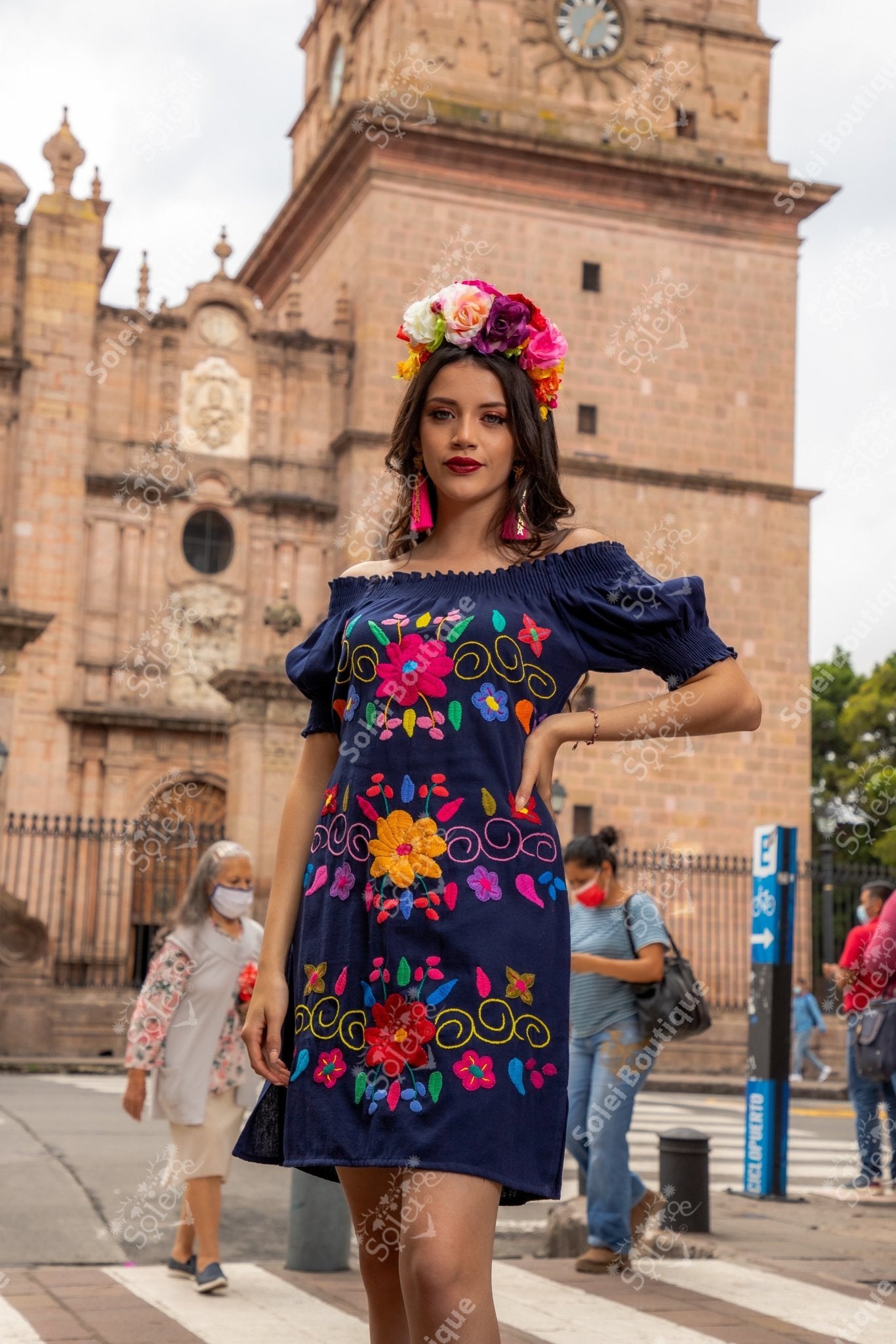 Mexican Embroidered Off the Shoulder Lili Dress - Solei Store