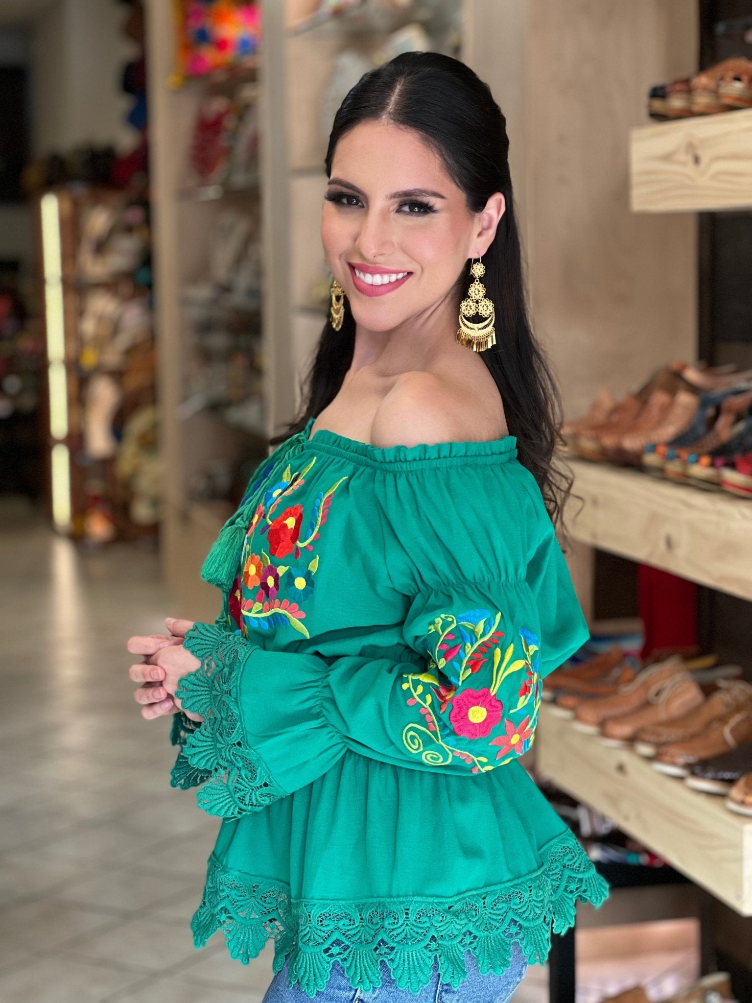 Mexican Embroidered Off the Shoulder Top. Blusa Esther Deluxe - Solei Store
