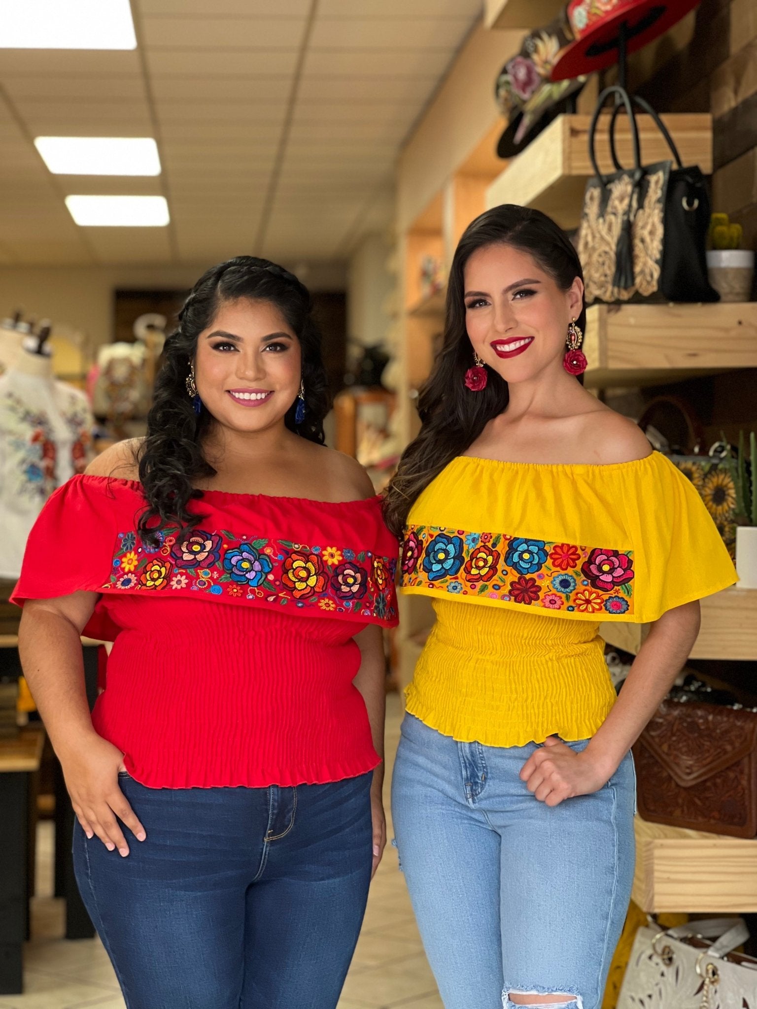 Mexican Embroidered Off the Shoulder Top. Rosalia Fino Crop Top. - Solei Store