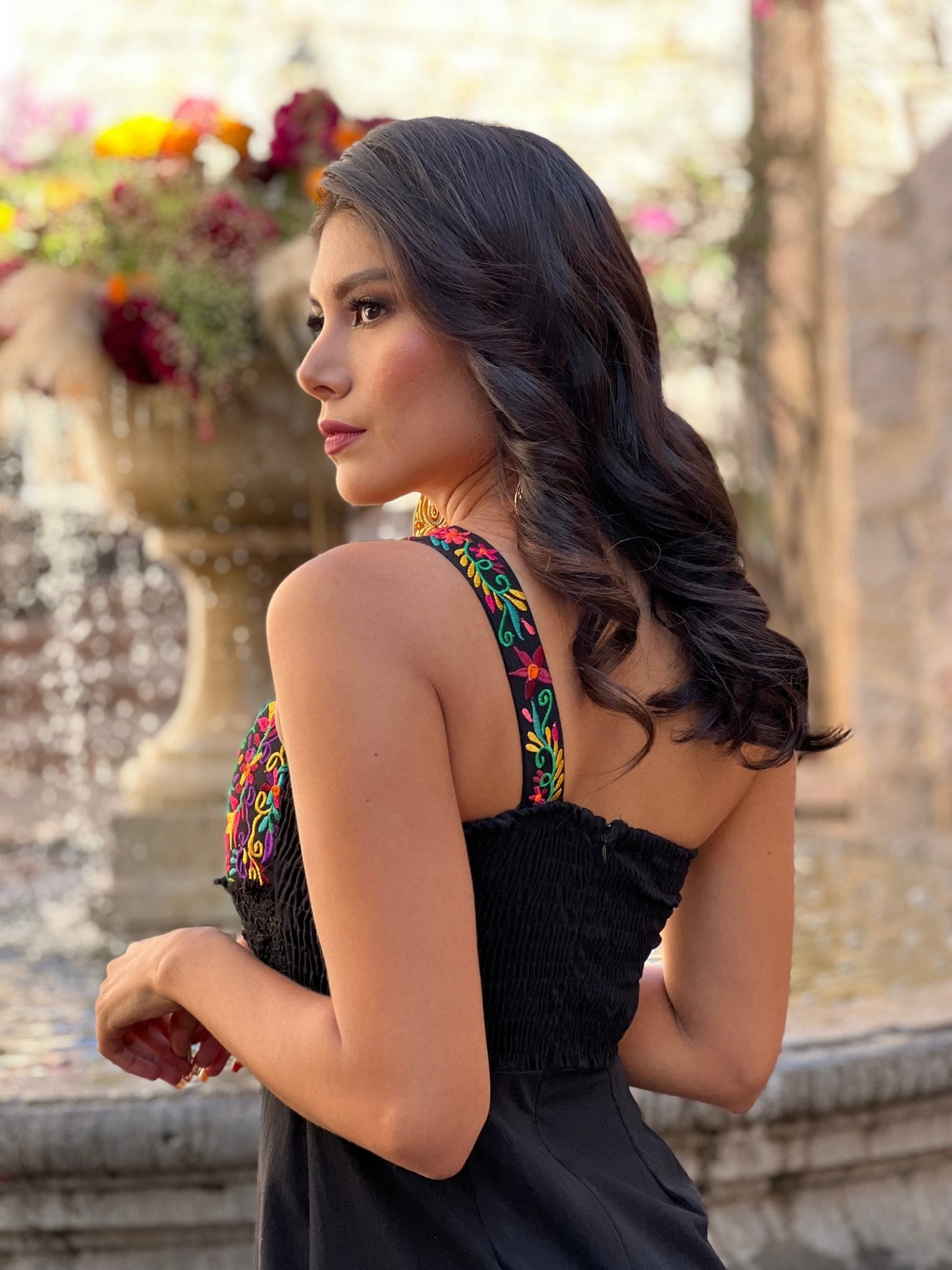 Mexican Embroidered One Shoulder Dress. Tamara Dress. - Solei Store