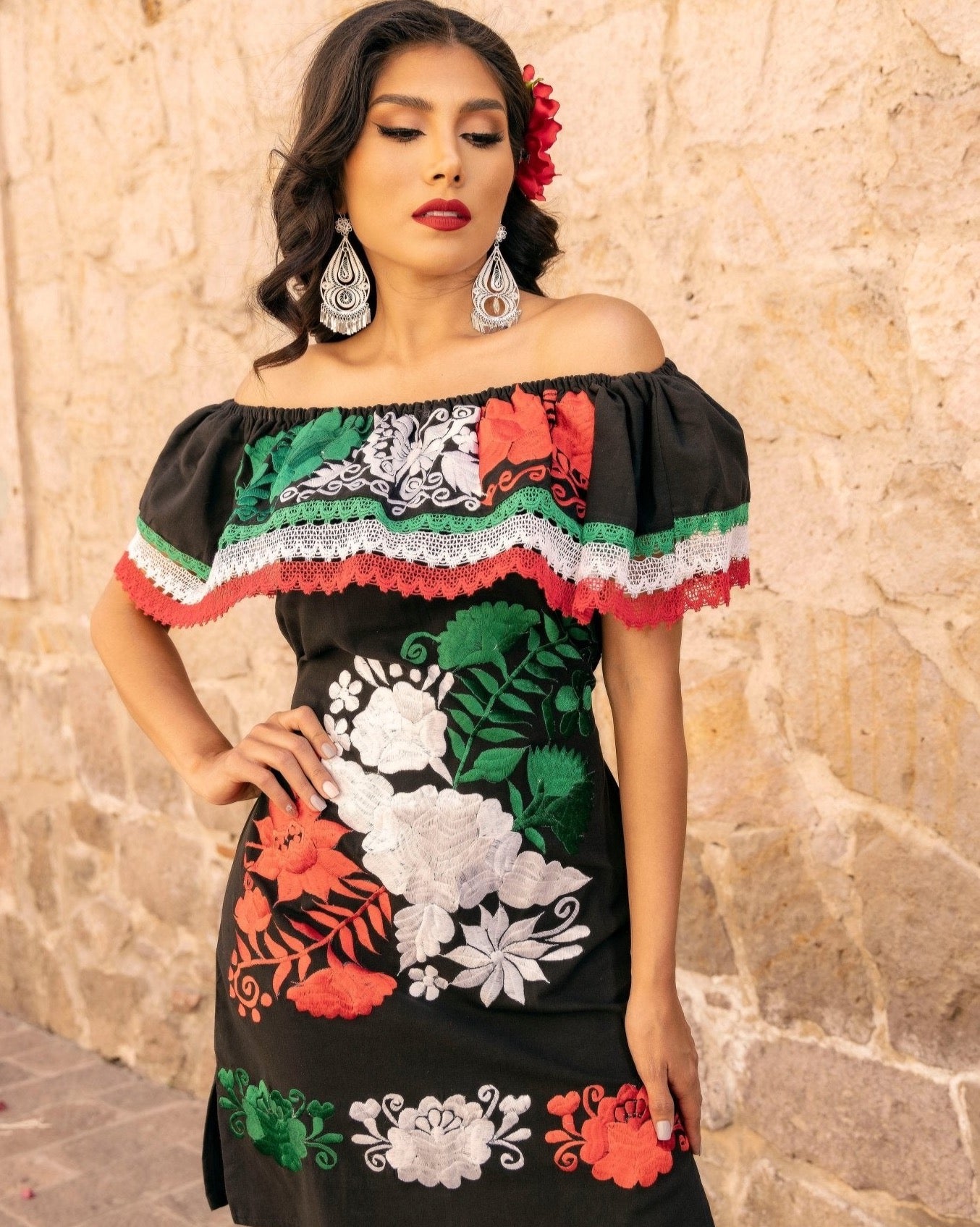 Mexican Fiestas Patrias Campesino Dress. Vestido Patrio - Solei Store