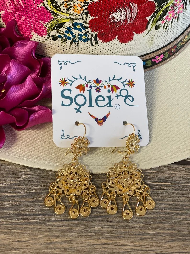 Mexican Filigree Earrings. Aretes Margarita Doble - Solei Store