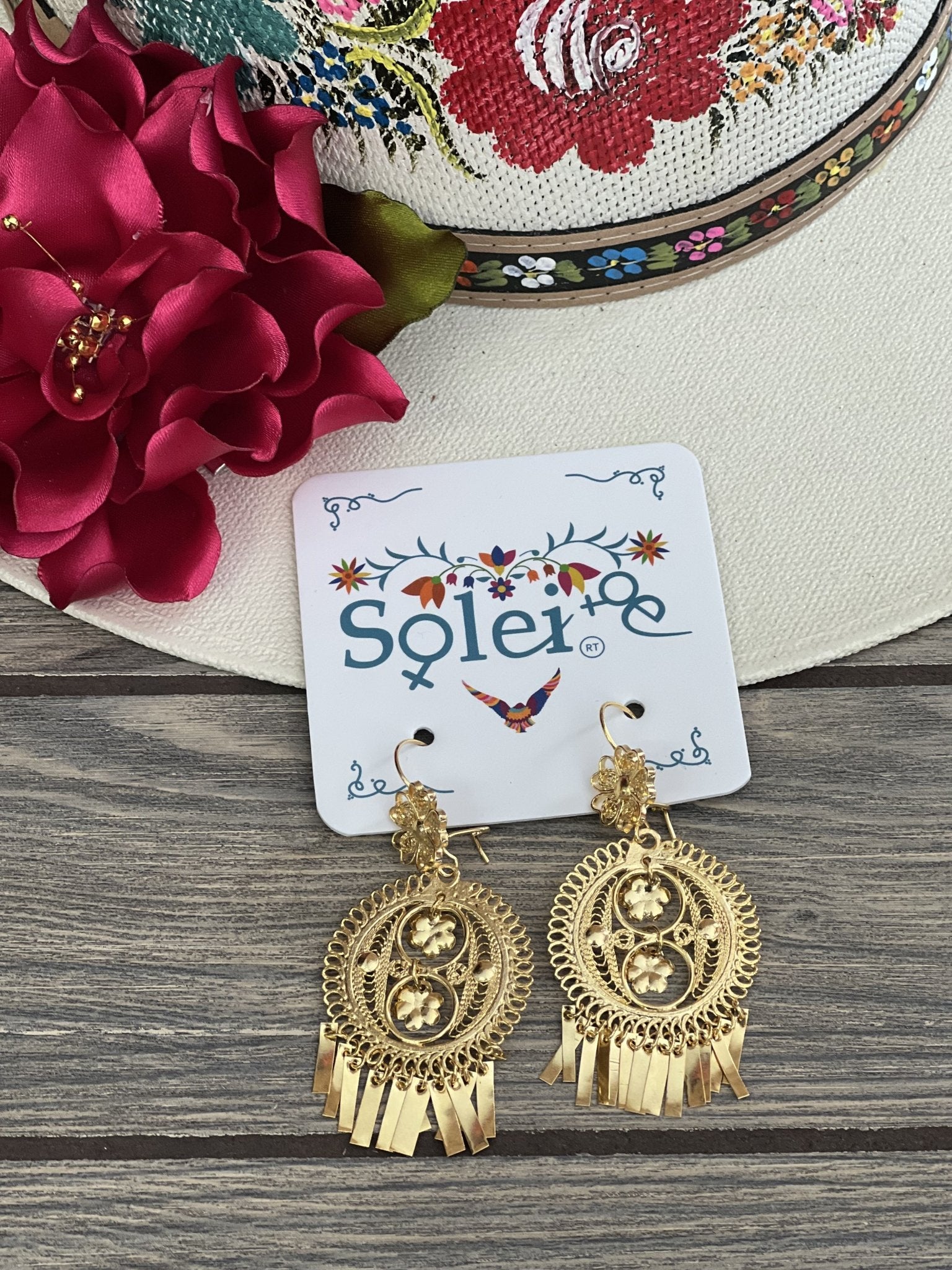 Mexican Filigree Earrings. Traditional Mexican Earrings. Artisanal Filigree Earrings. Arete Doble Encaje - Solei Store