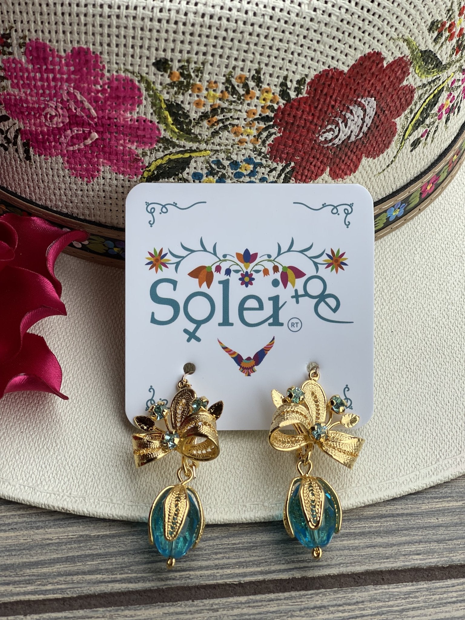 Mexican Filigree Earrings with Crystals - Solei Store