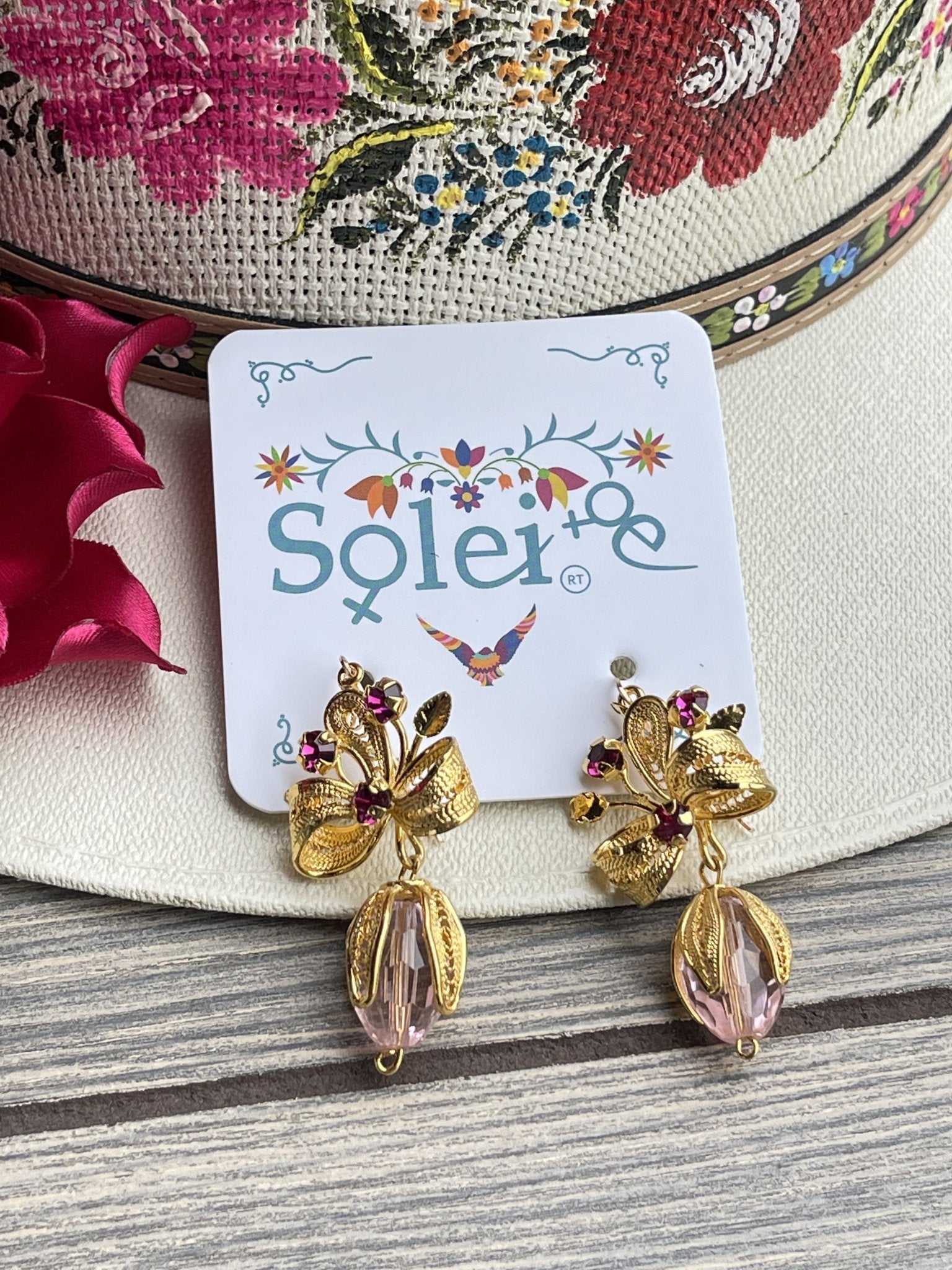 Mexican Filigree Earrings with Crystals - Solei Store