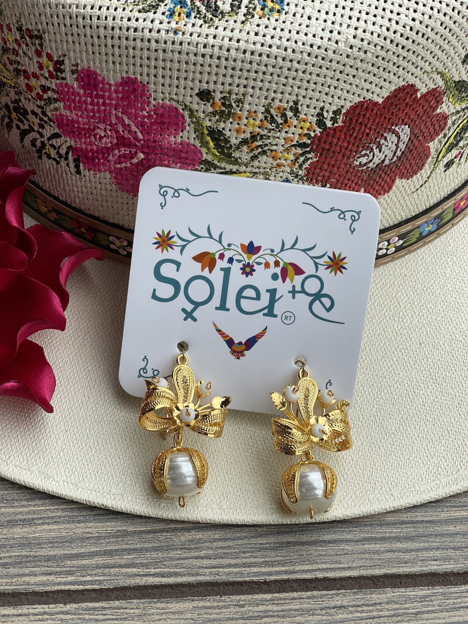 Mexican Filigree Earrings with Crystals - Solei Store