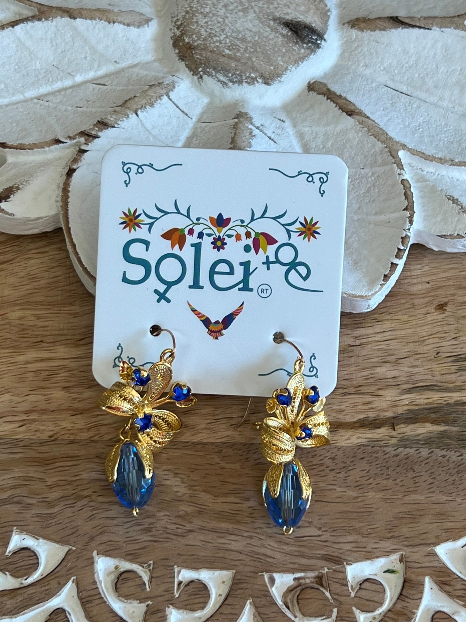 Mexican Filigree Earrings with Crystals. Aretes Azucena. - Solei Store