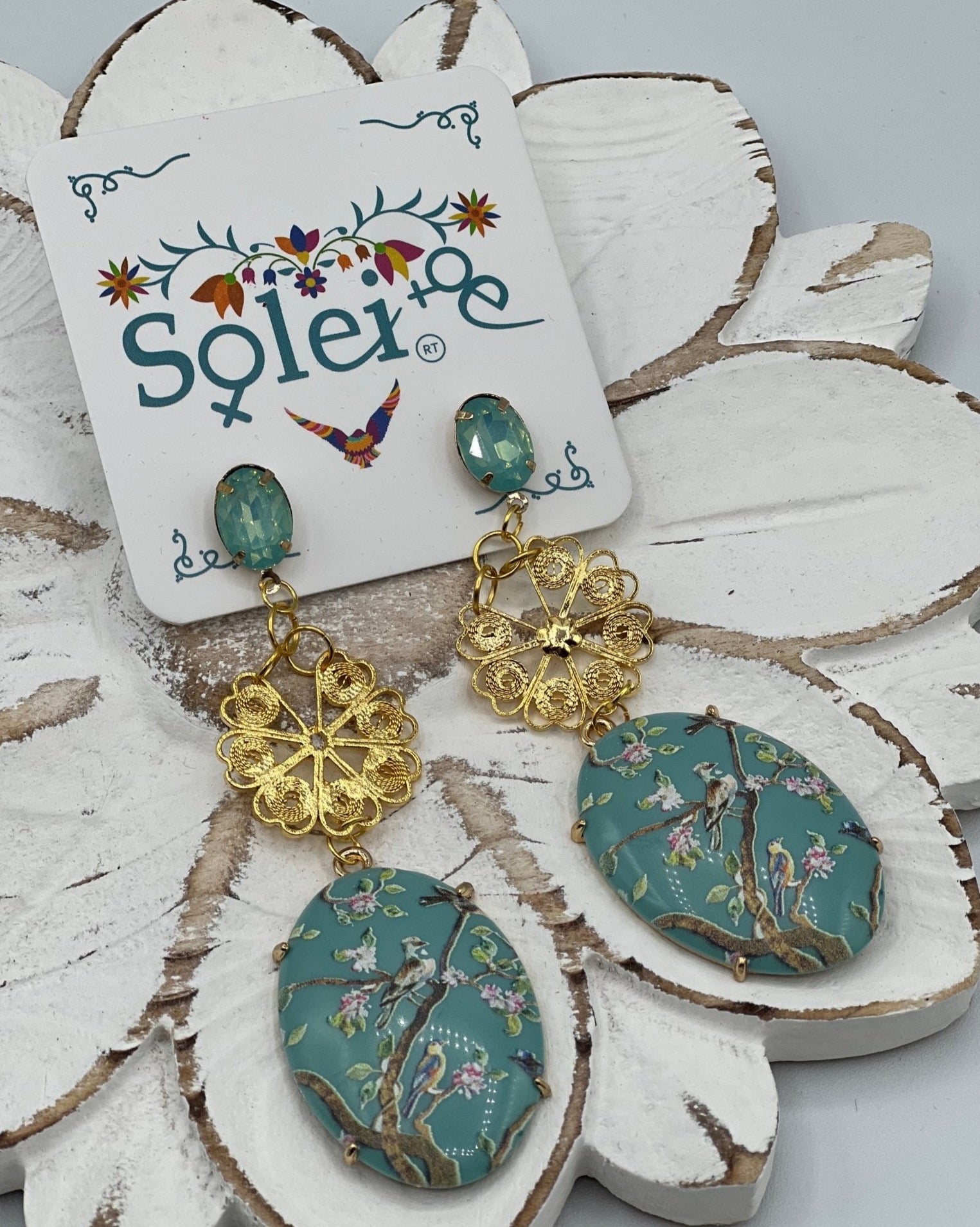 Mexican Filigree Emerald Earrings. Filigree Esmeralda Earrings. - Solei Store