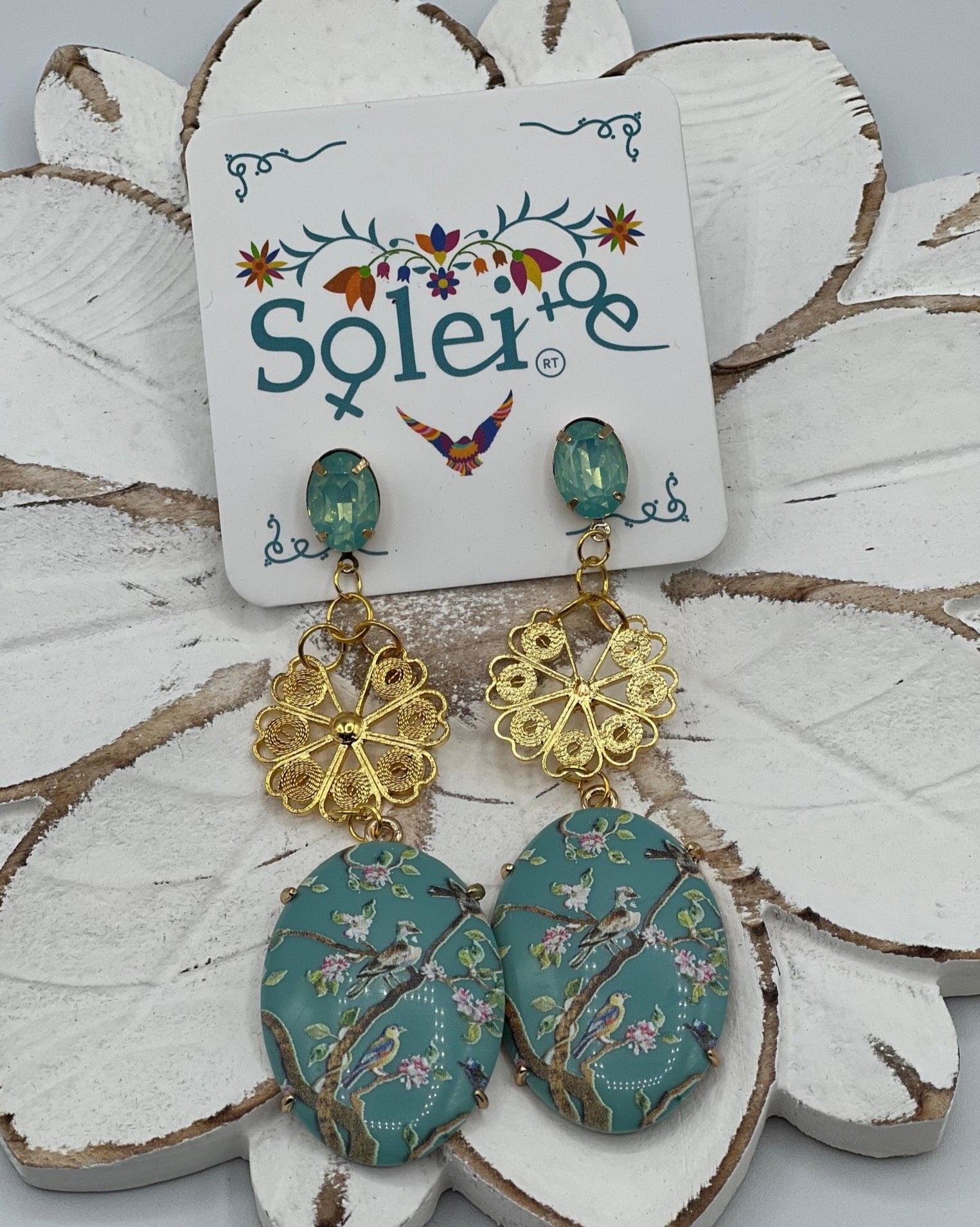 Mexican Filigree Emerald Earrings. Filigree Esmeralda Earrings. - Solei Store