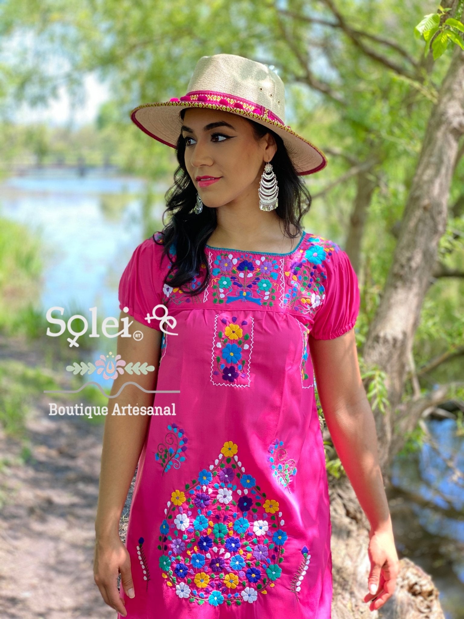 Mexican Floral Dress. Hand Embroidered Dress. Vestido Cassandra Sencillo - Solei Store