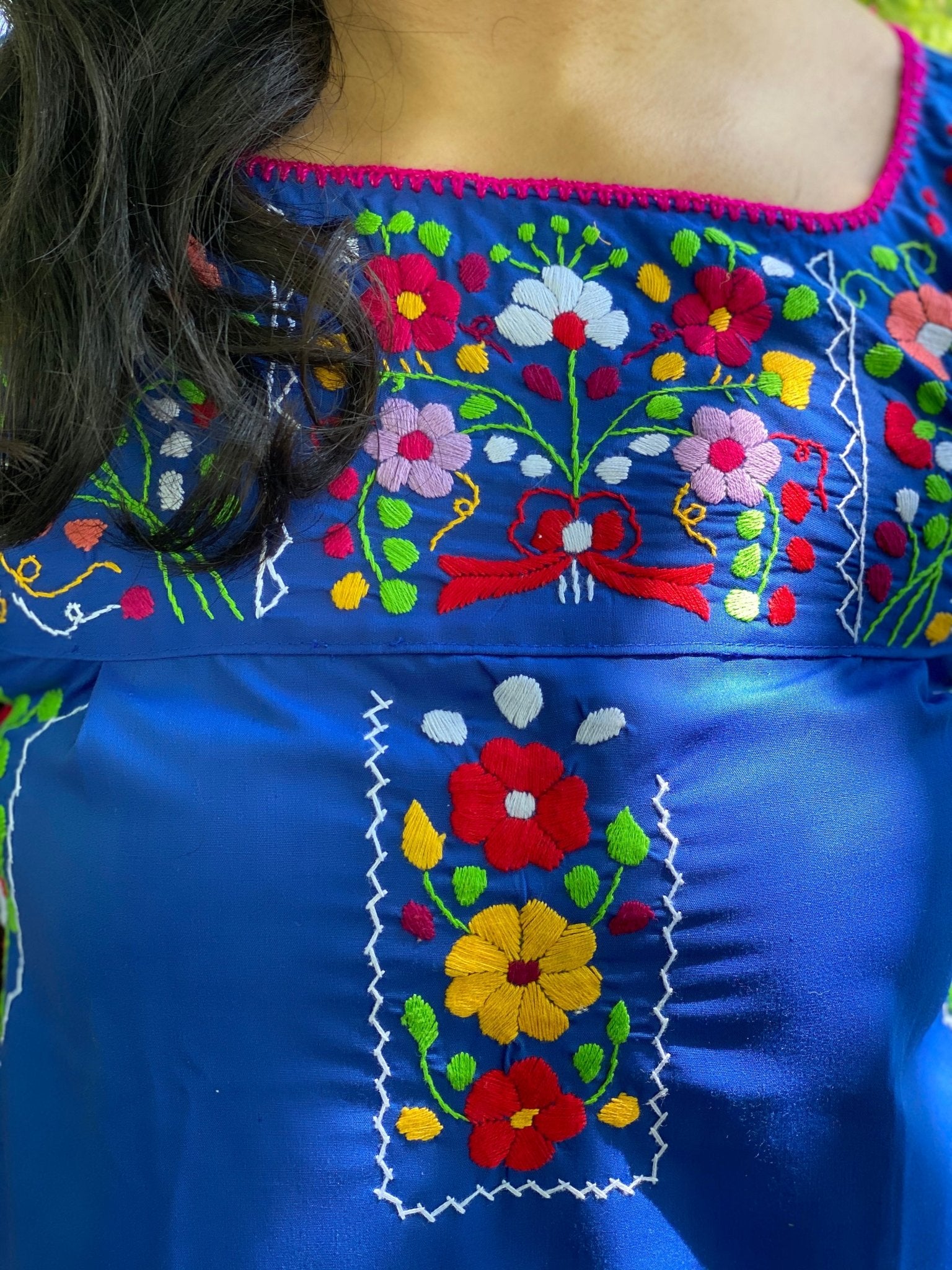 Mexican Floral Dress. Hand Embroidered Dress. Vestido Cassandra Sencillo - Solei Store