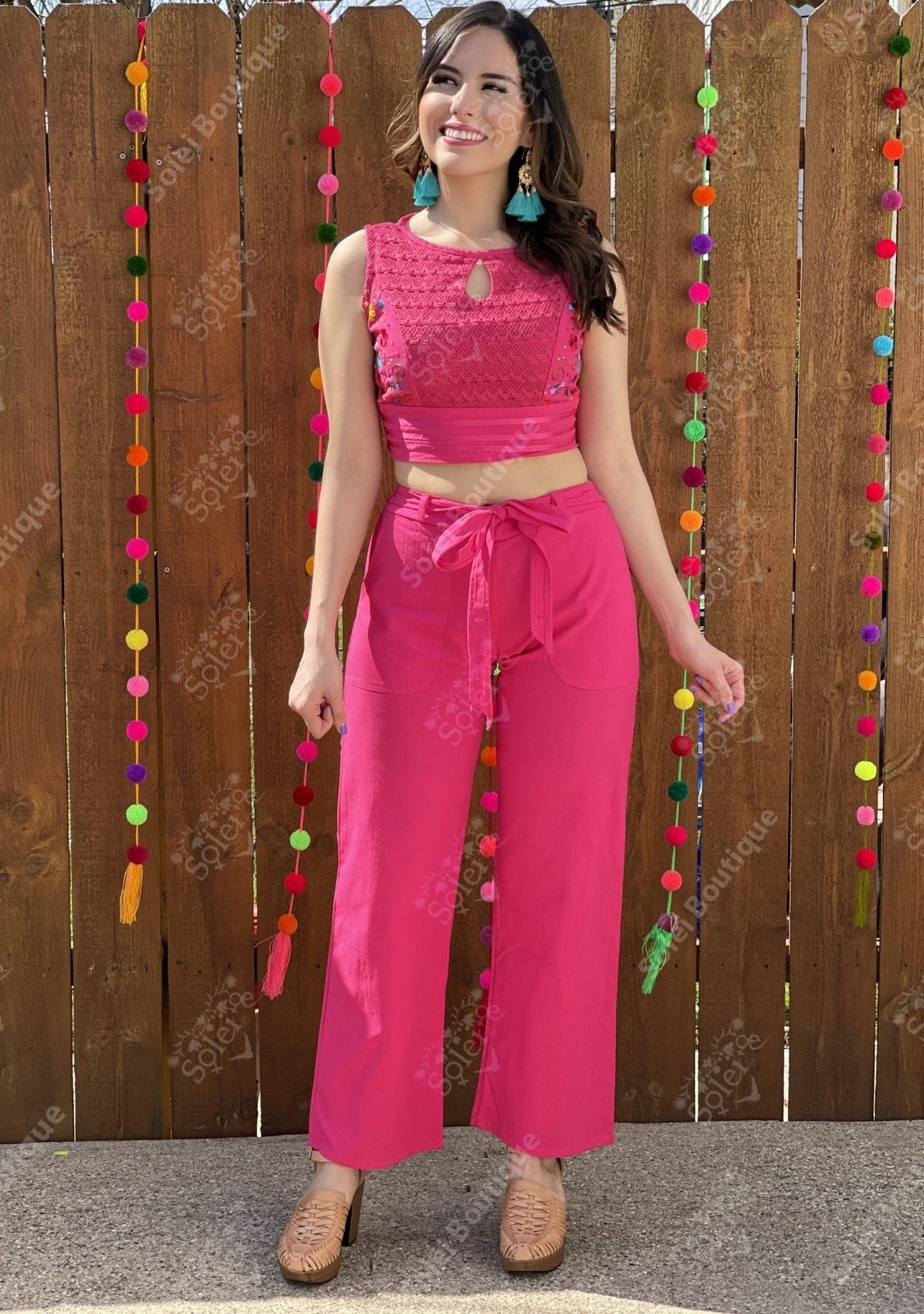 Mexican Floral Embroidered 2 Piece Jumpsuit - Solei Store