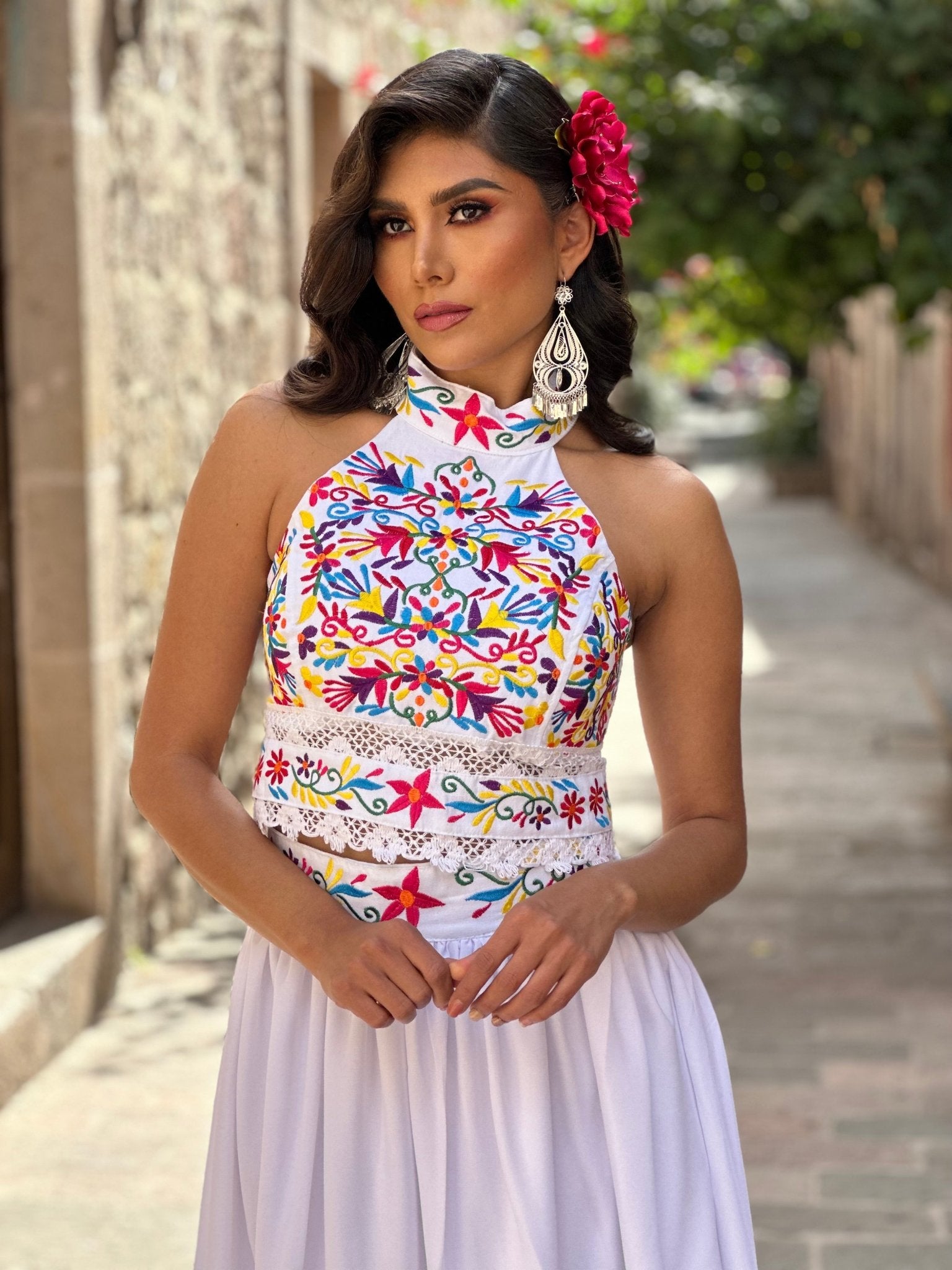 Mexican Floral Embroidered 2 Piece Set. Set Tulum. - Solei Store