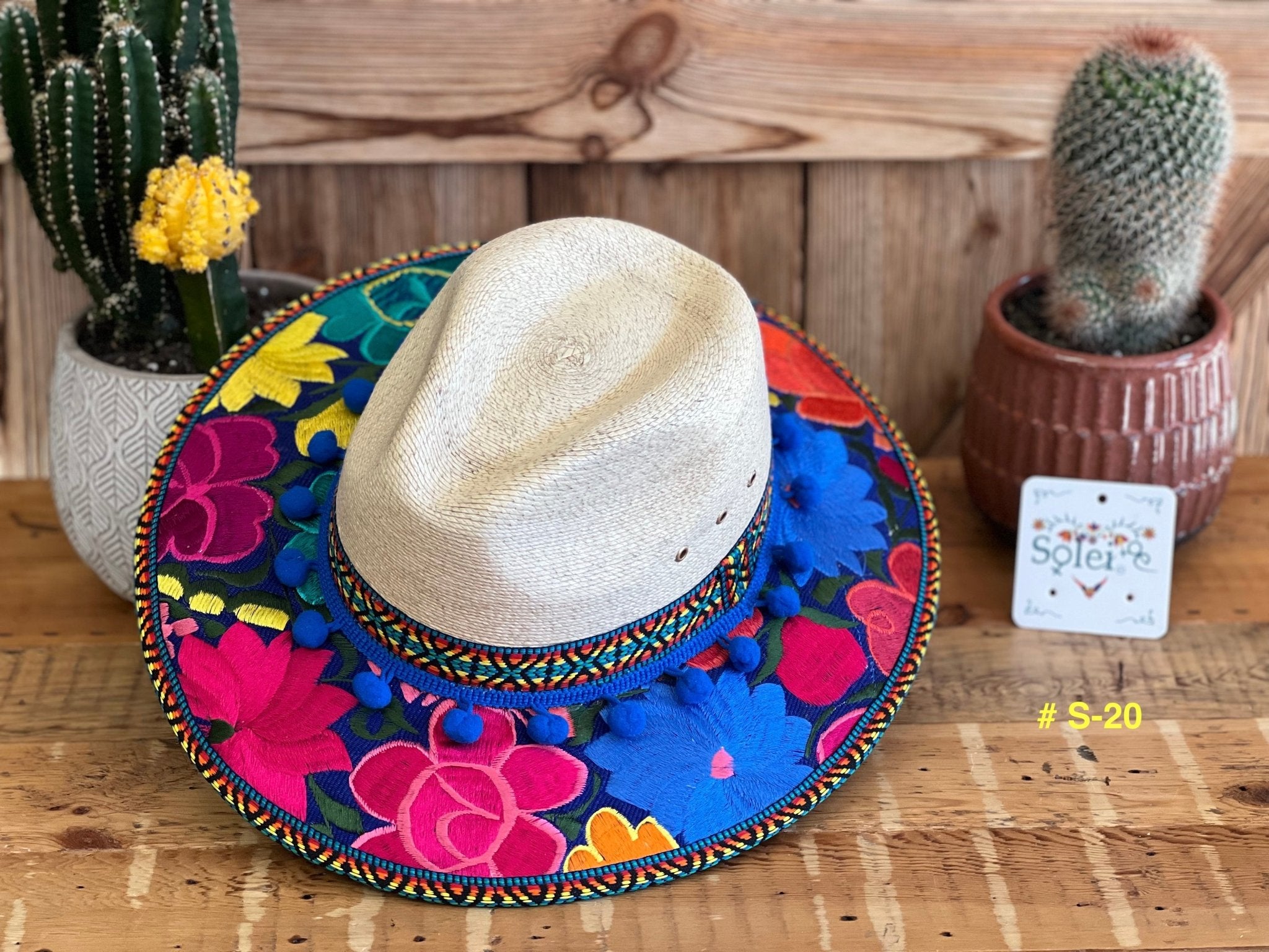 SIZE L Colorful Floral Sun Hat, Mexican Palm Hat, Embroidered top Hat, Mexican Sombrero, Embroidered Hat Mexican, Mother's Day Gift