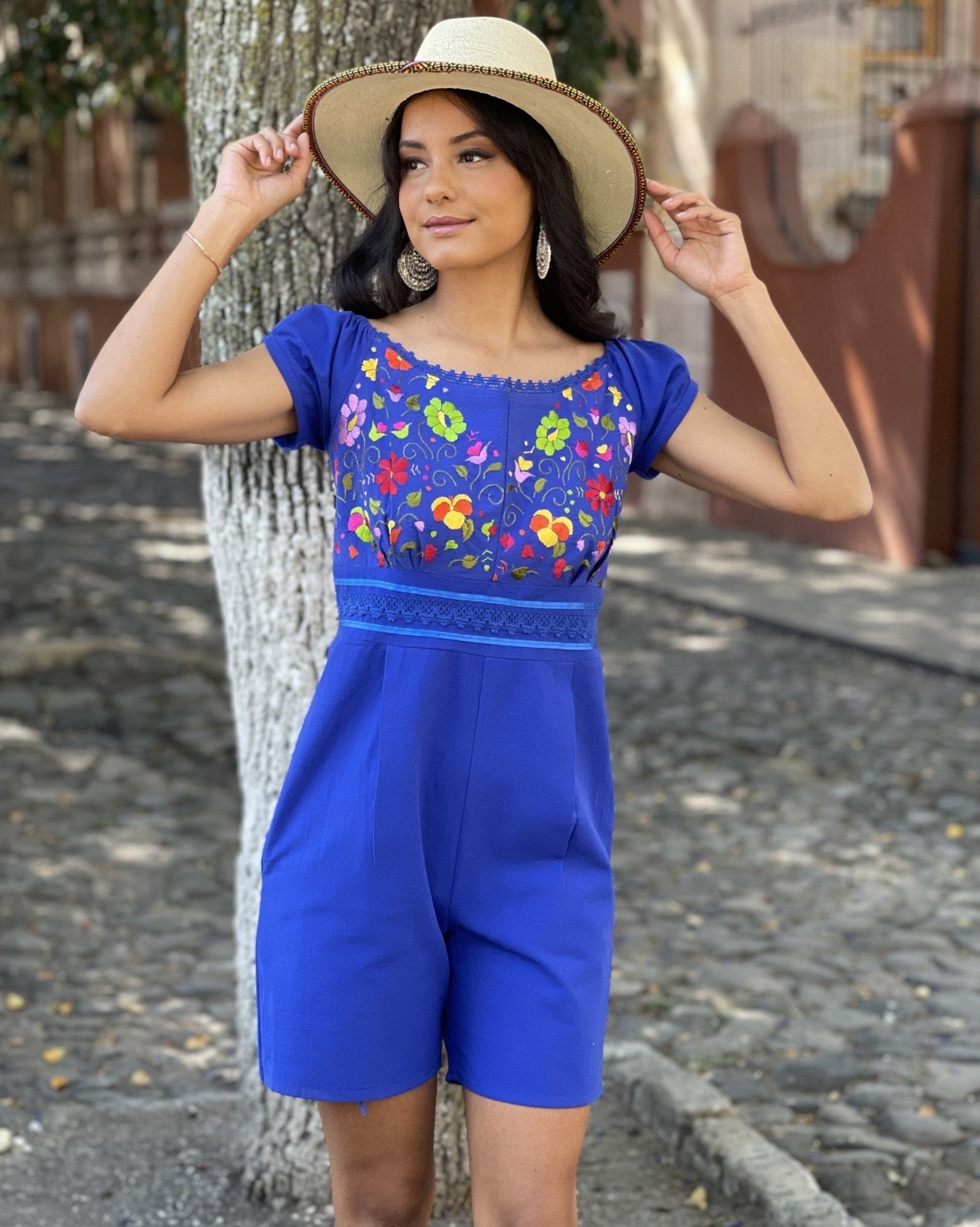 Mexican Floral Embroidered Romper Zamara - Solei Store