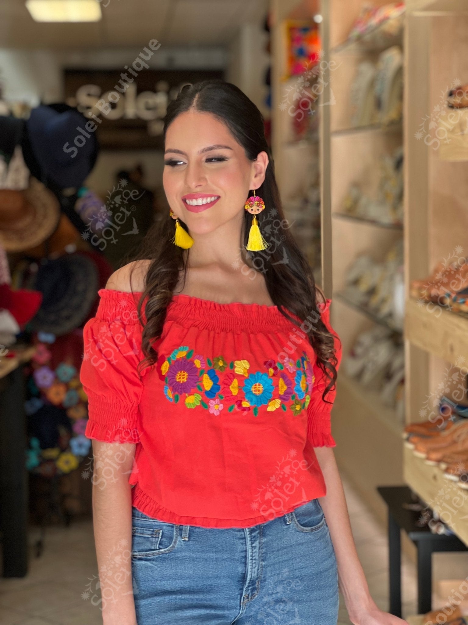 Mexican Floral Hand Embroidered Blouse. Sasha Blouse - Solei Store