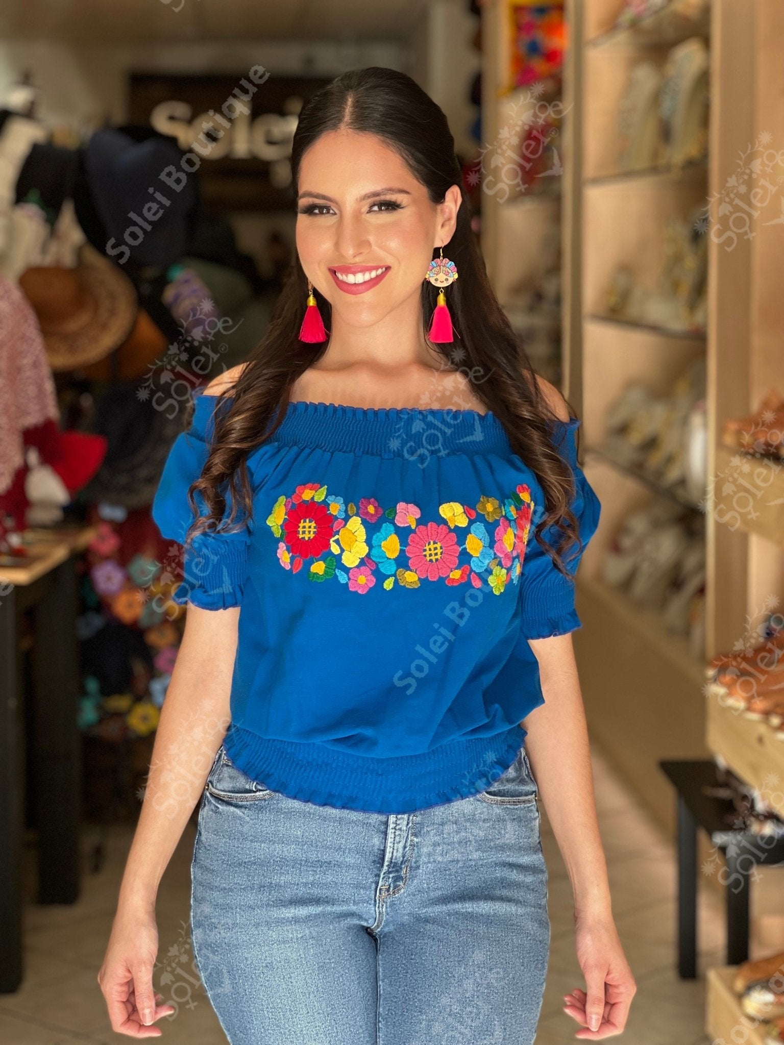 Mexican Floral Hand Embroidered Blouse. Sasha Blouse - Solei Store