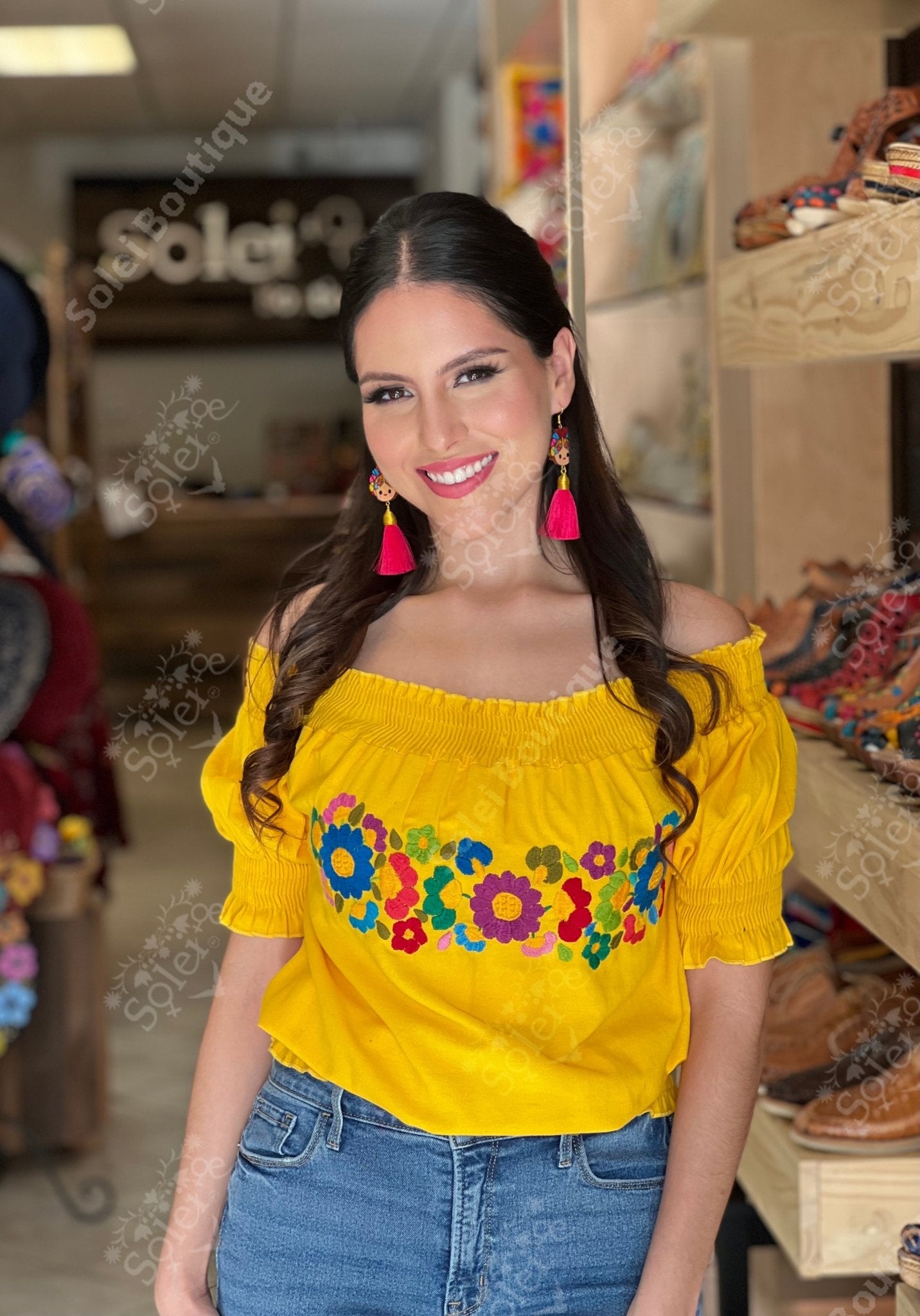 Mexican Floral Hand Embroidered Blouse. Sasha Blouse - Solei Store