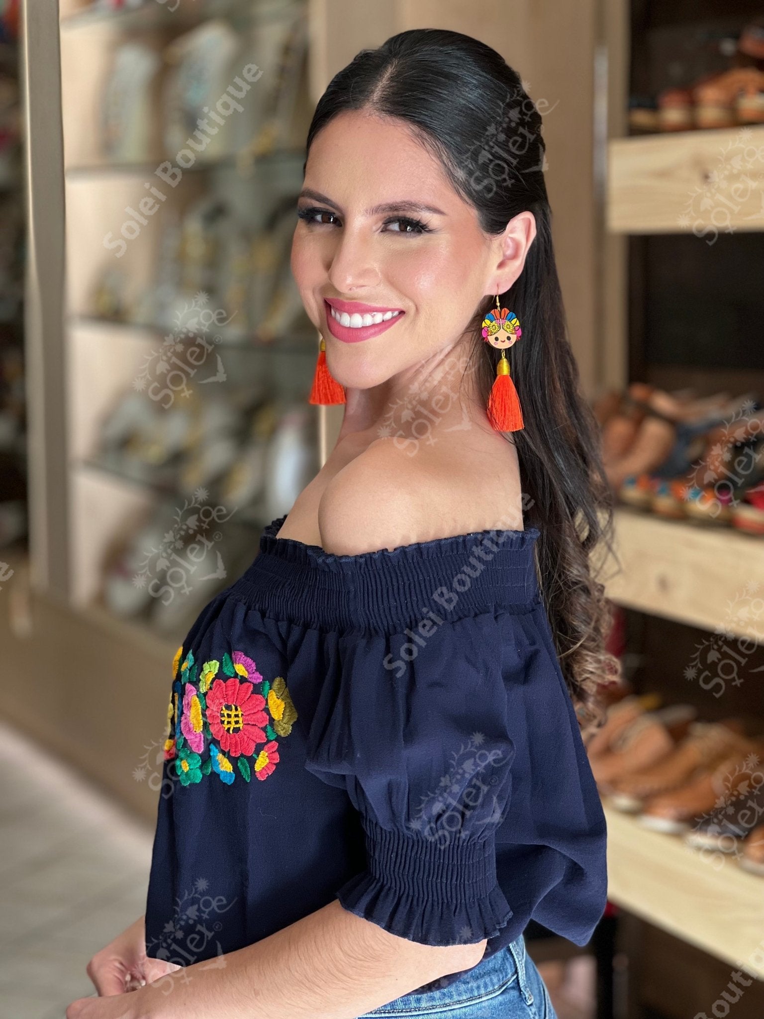 Mexican Floral Hand Embroidered Blouse. Sasha Blouse - Solei Store