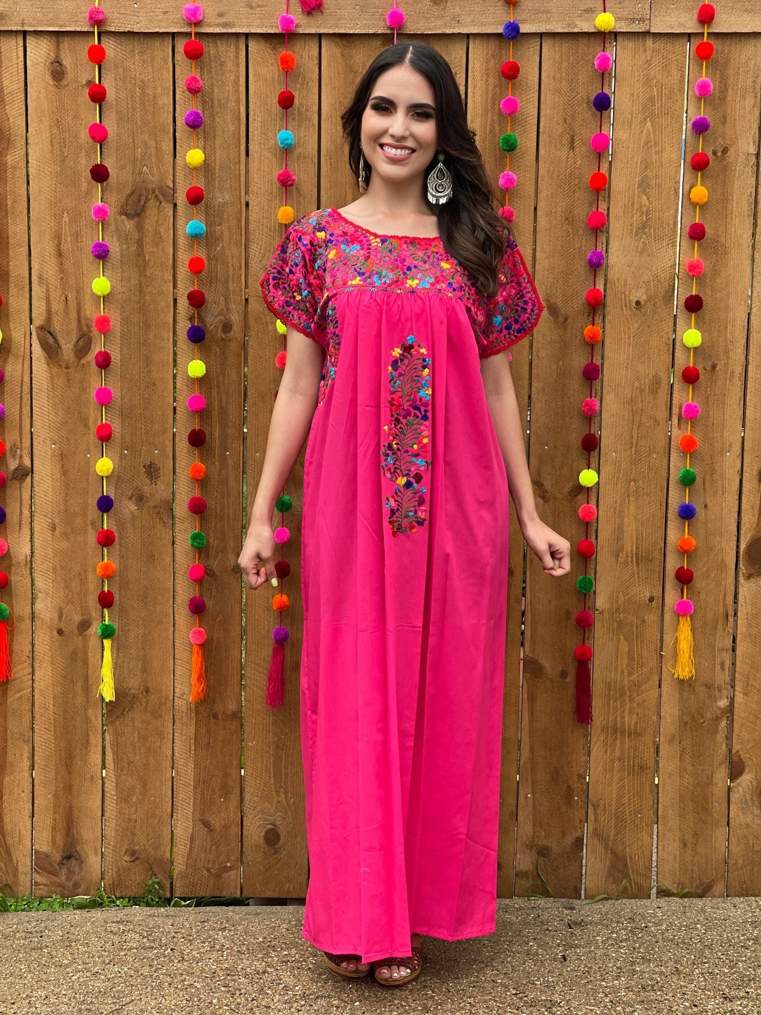 Mexican Floral Hand Embroidered Maxi Dress. San Antonino Dress - Solei Store