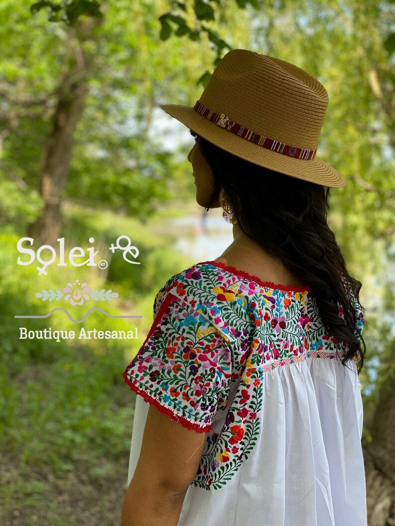 Mexican Floral Hand Embroidered Maxi Dress. San Antonino Dress - Solei Store