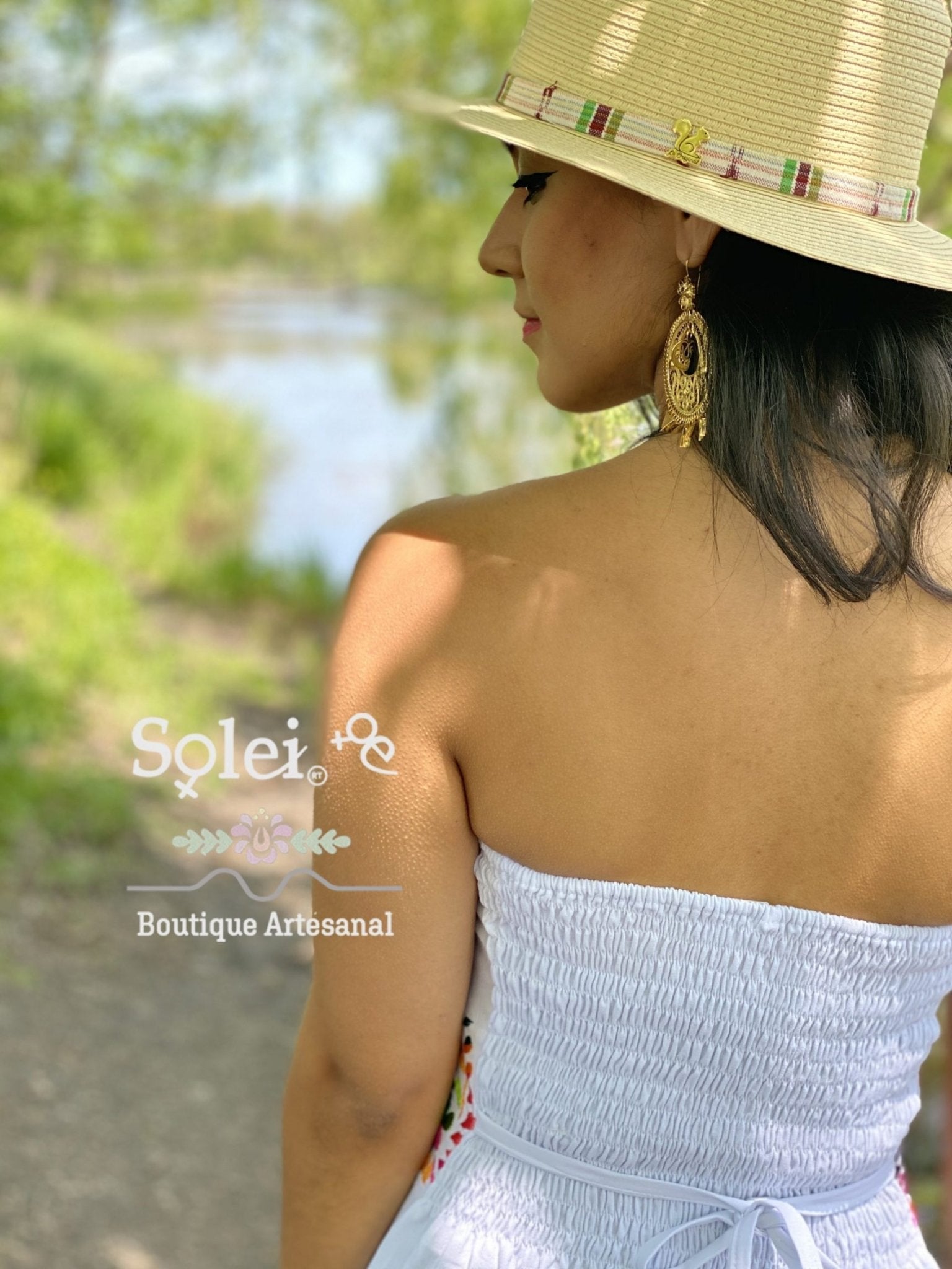 Mexican Floral Strapless Dress. Artisanal Mexican Dress. Colorful Embroidered Dress. - Solei Store