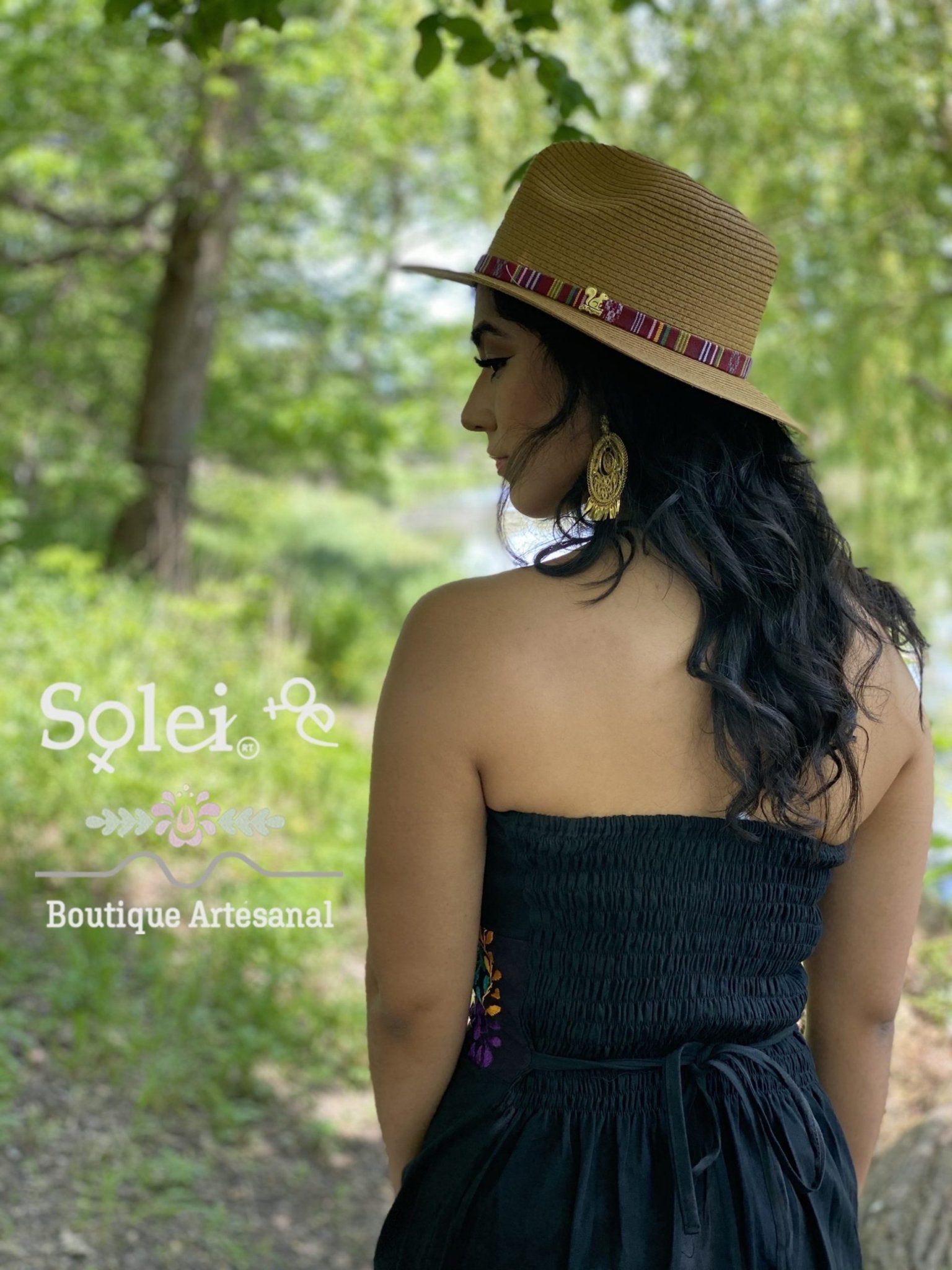 Mexican Floral Strapless Dress. Artisanal Mexican Dress. Colorful Embroidered Dress. - Solei Store