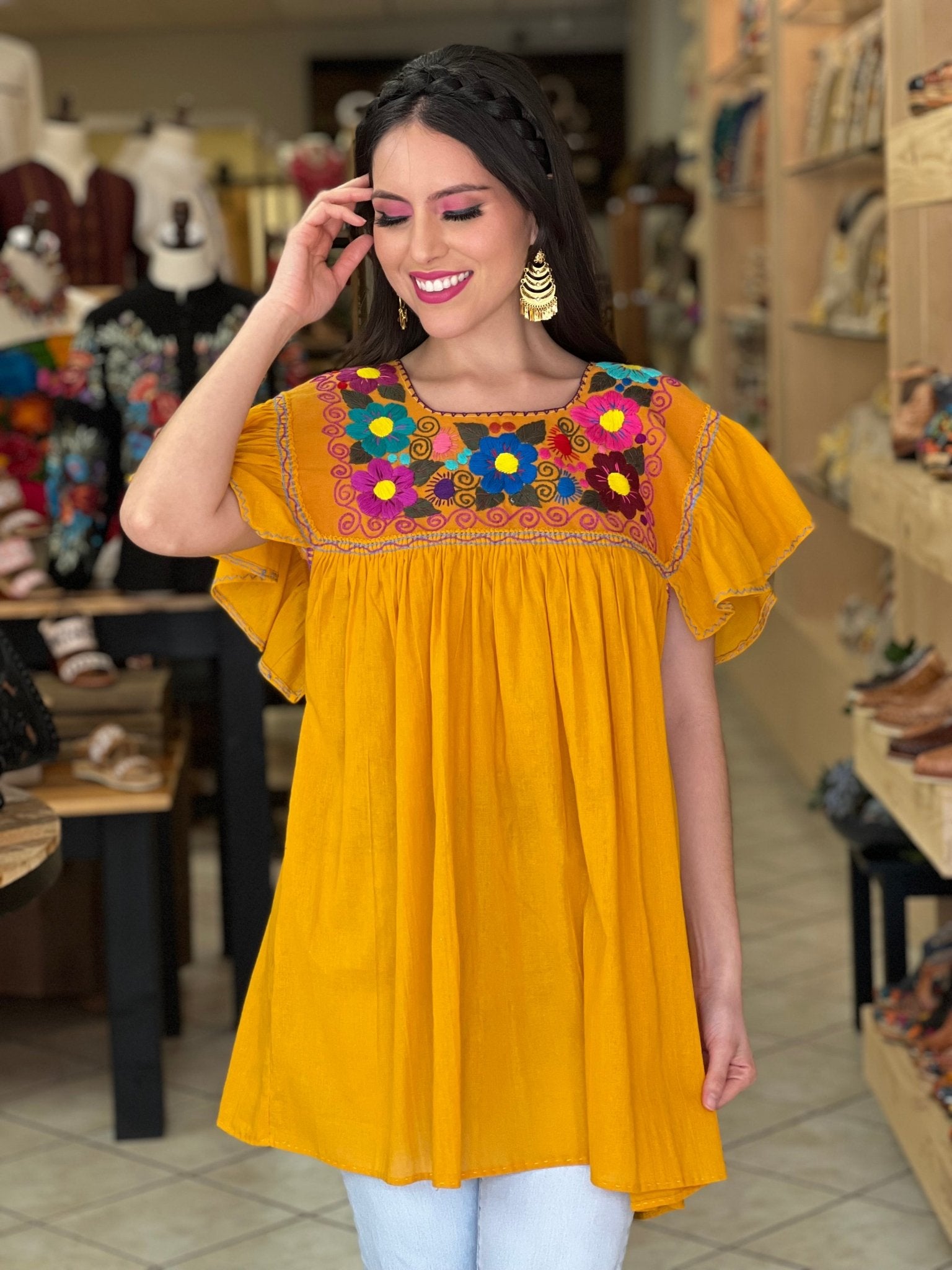 Mexican Flutter Sleeve Top. Blusa Larissa - Solei Store