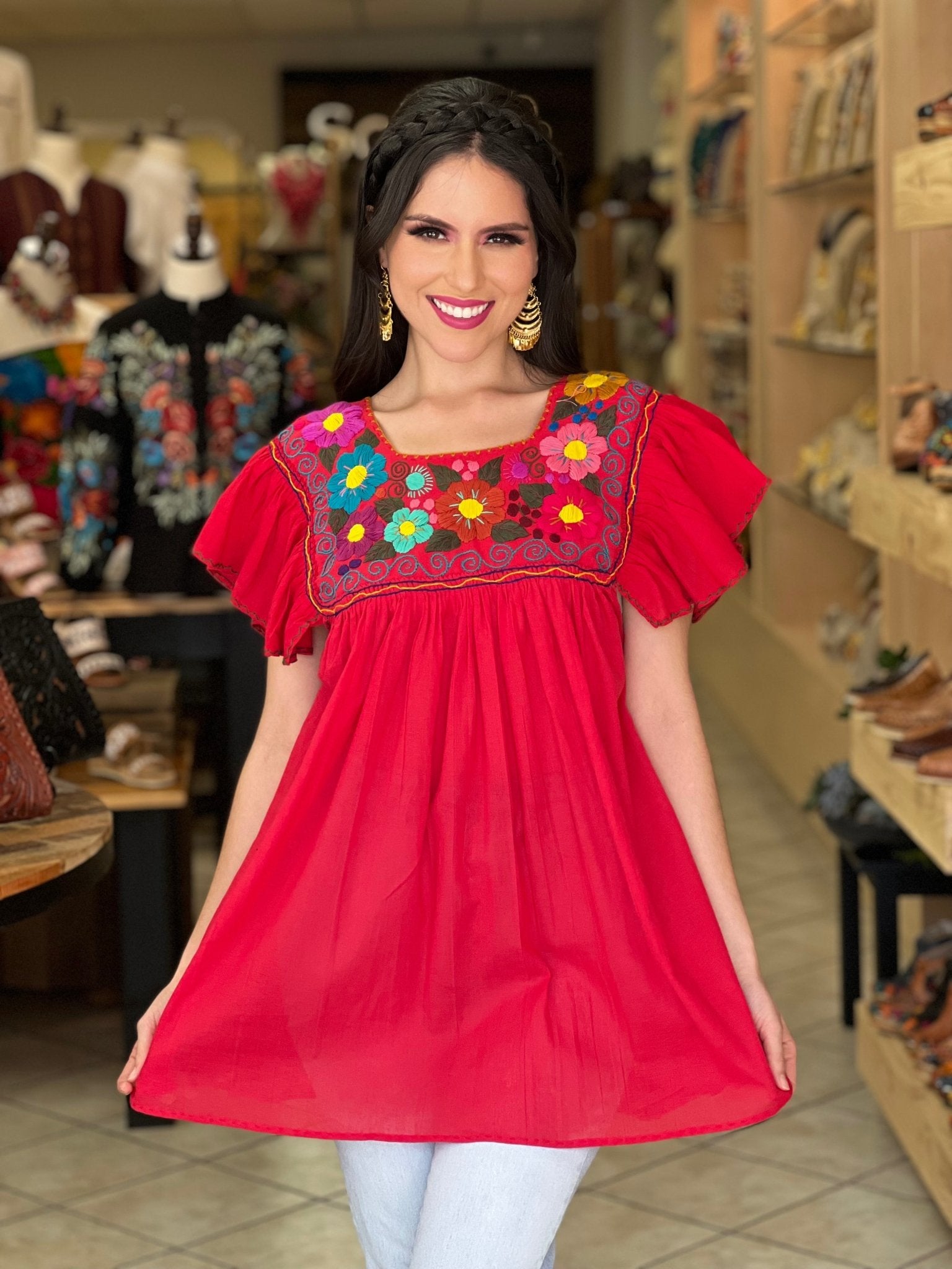 Mexican Flutter Sleeve Top. Blusa Larissa - Solei Store