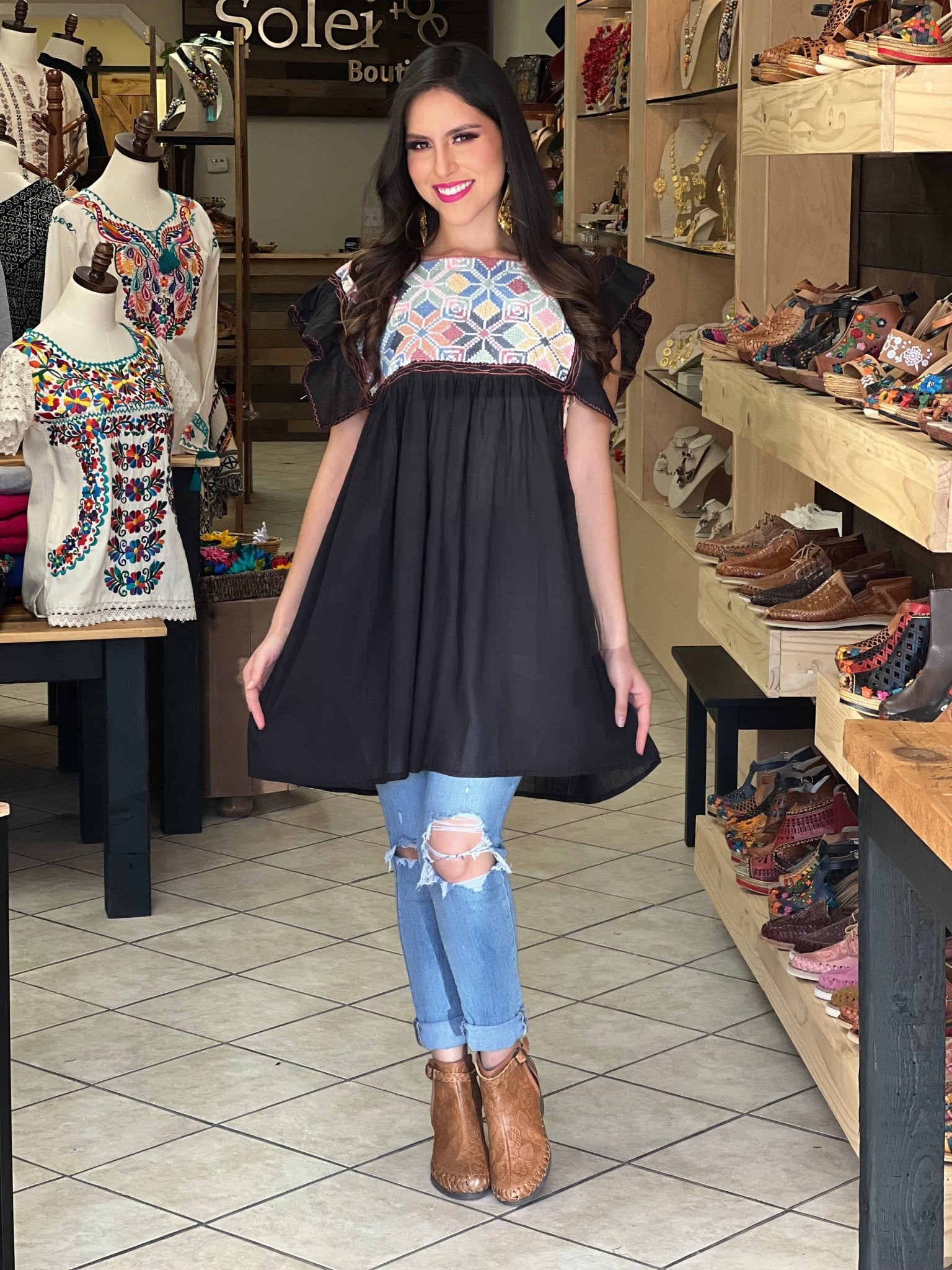 Mexican Flutter Sleeve Top. Blusa Larissa Estrella - Solei Store